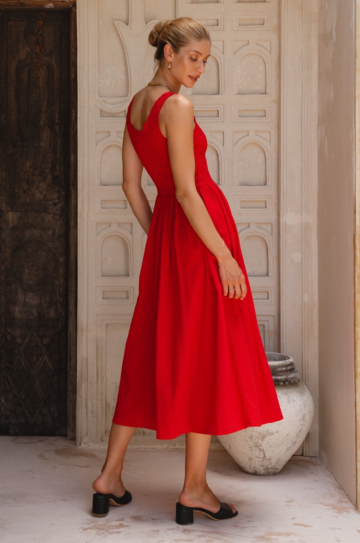 Indira Smocked Midi Dress-thumbmail-5