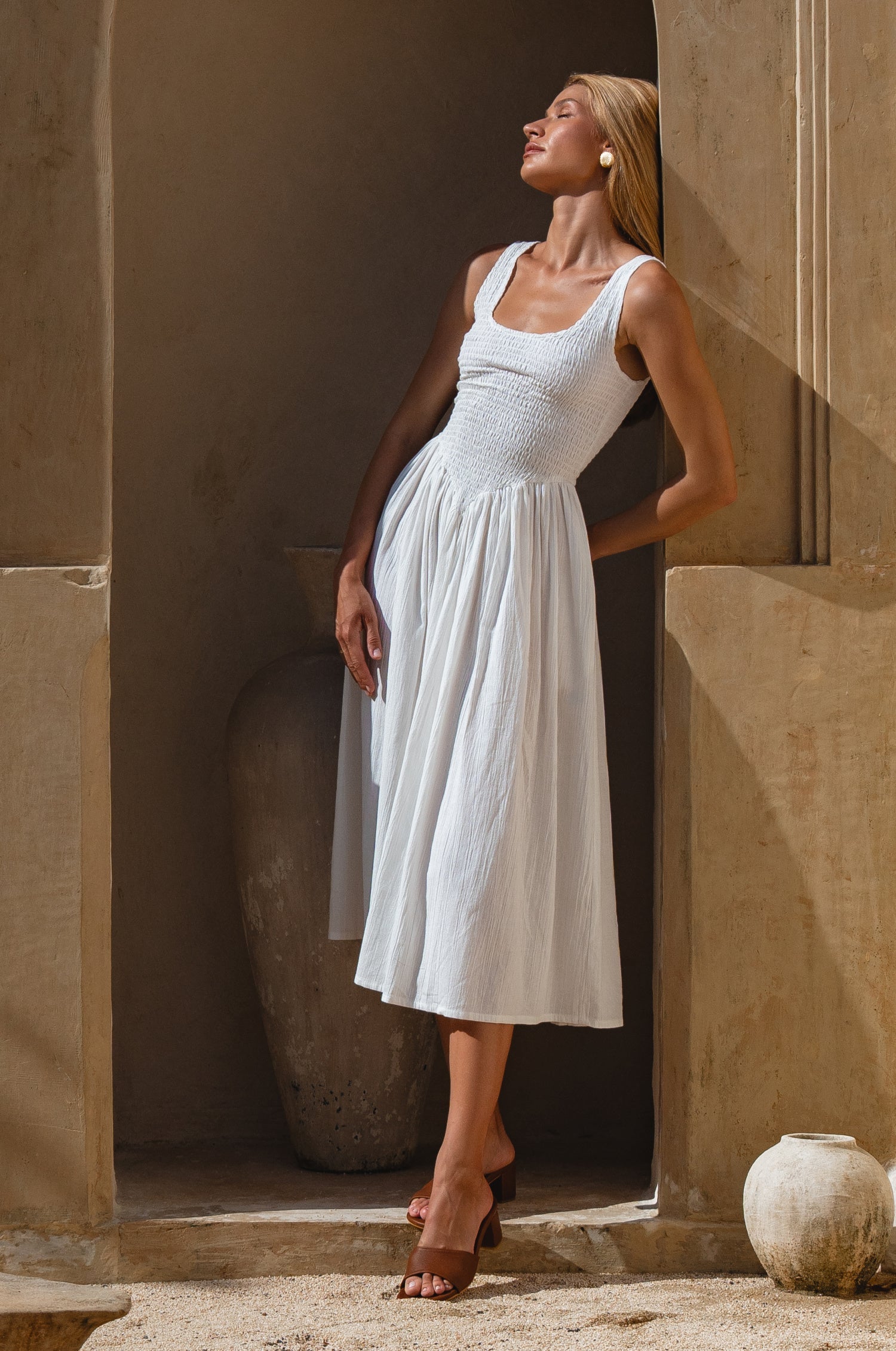 Indira Smocked Midi Dress-thumbmail-1