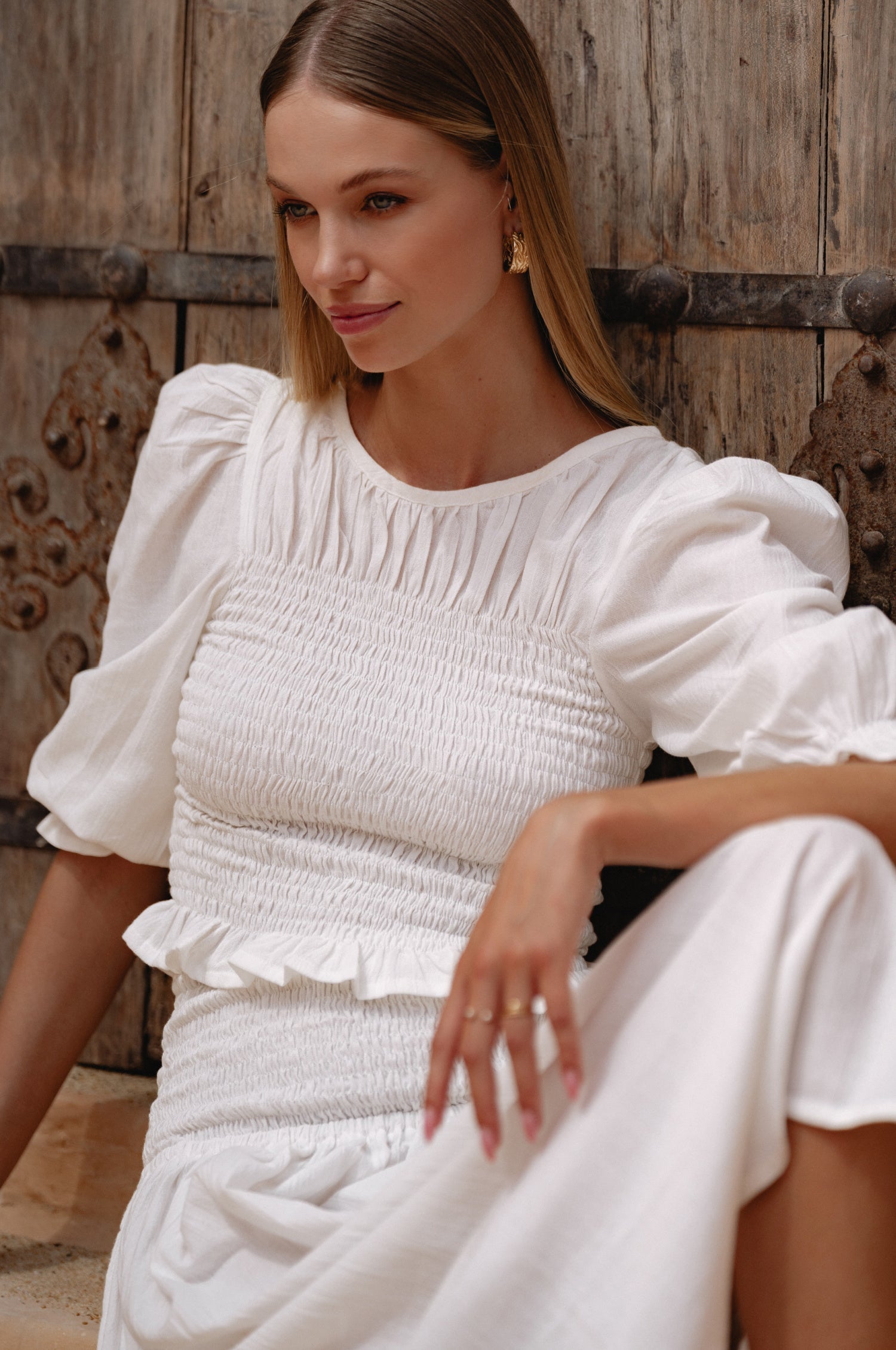 Jaffa Smocked Linen Top-thumbmail-9