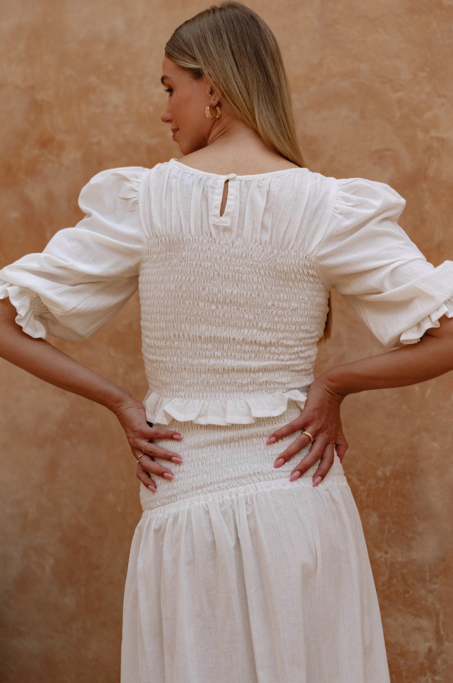 Jaffa Smocked Linen Top-thumbmail-1