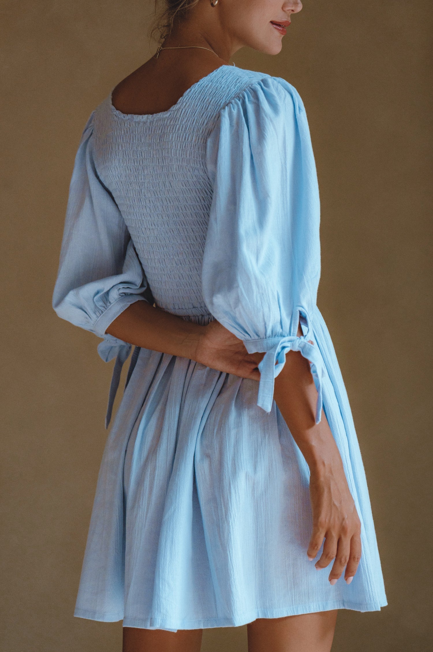 Jolie Puff Sleeve Linen Mini Dress-thumbmail-9