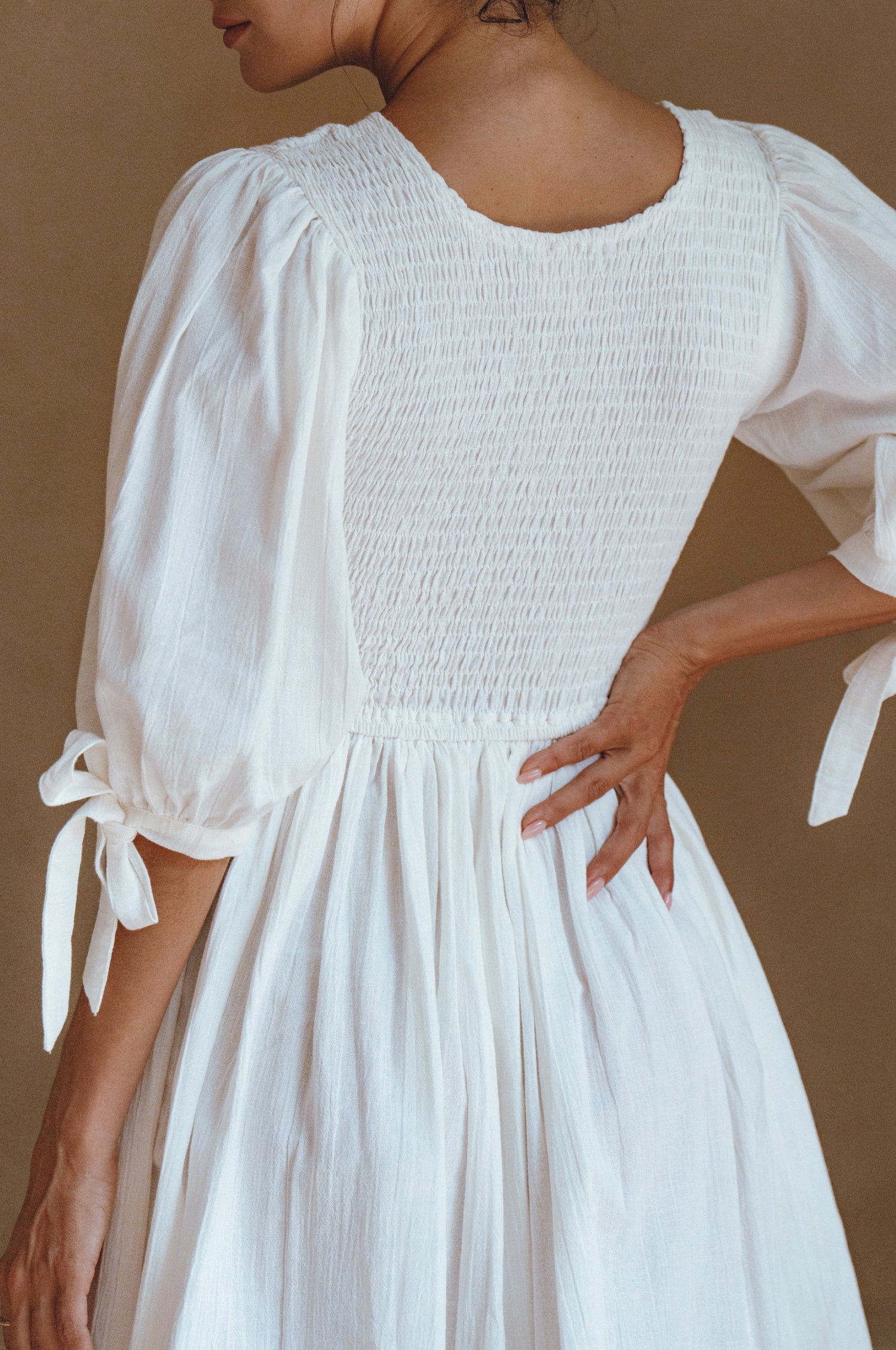 Jolie Puff Sleeve Linen Mini Dress-thumbmail-9