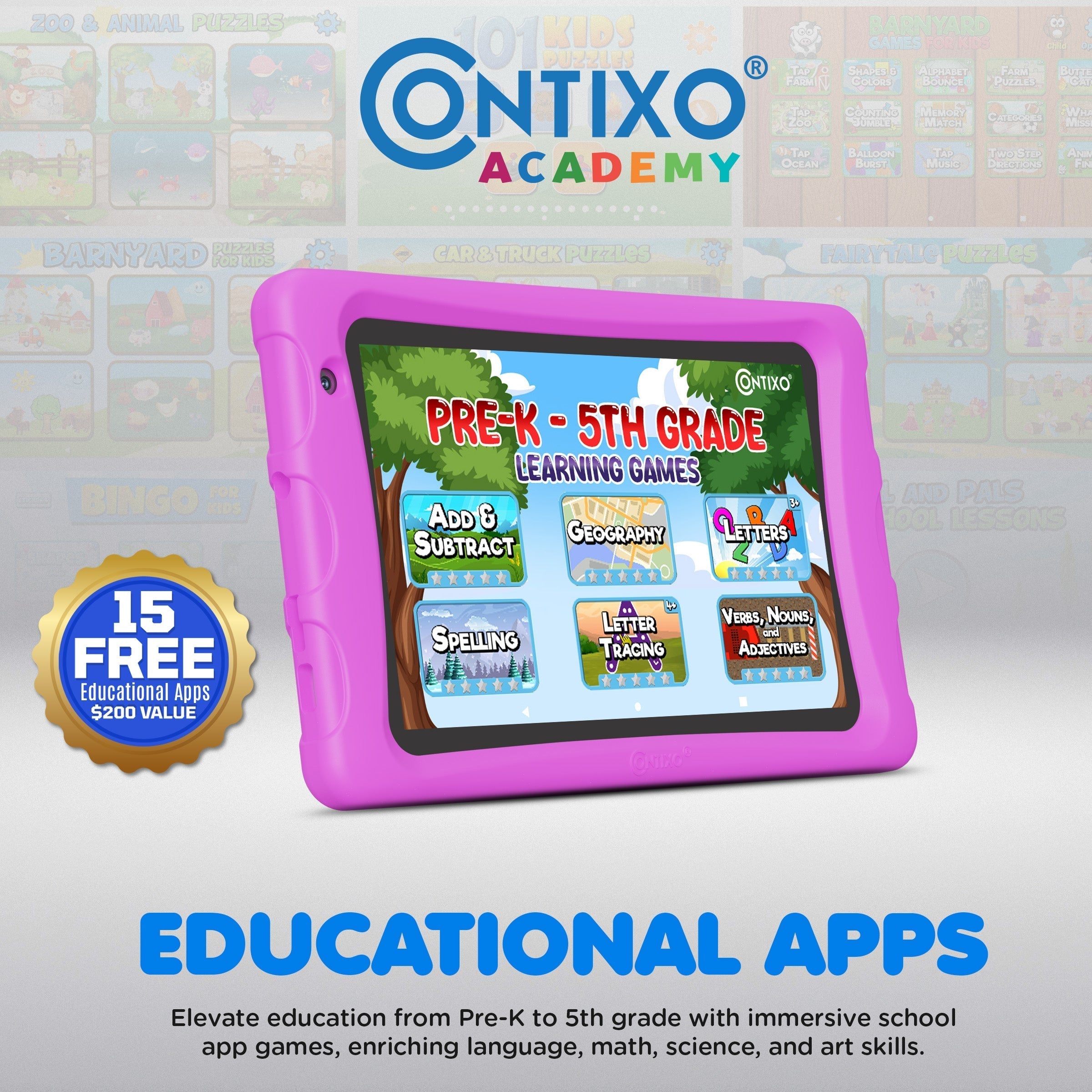 Contixo K80A - 8" Kids Tablet, 2025 Model, 80 FREE Disney EBooks, Educational Android Tablet for Ages 3-12, 32GB, Kid-Proof Case With Kickstand, Android 13-thumbmail-7
