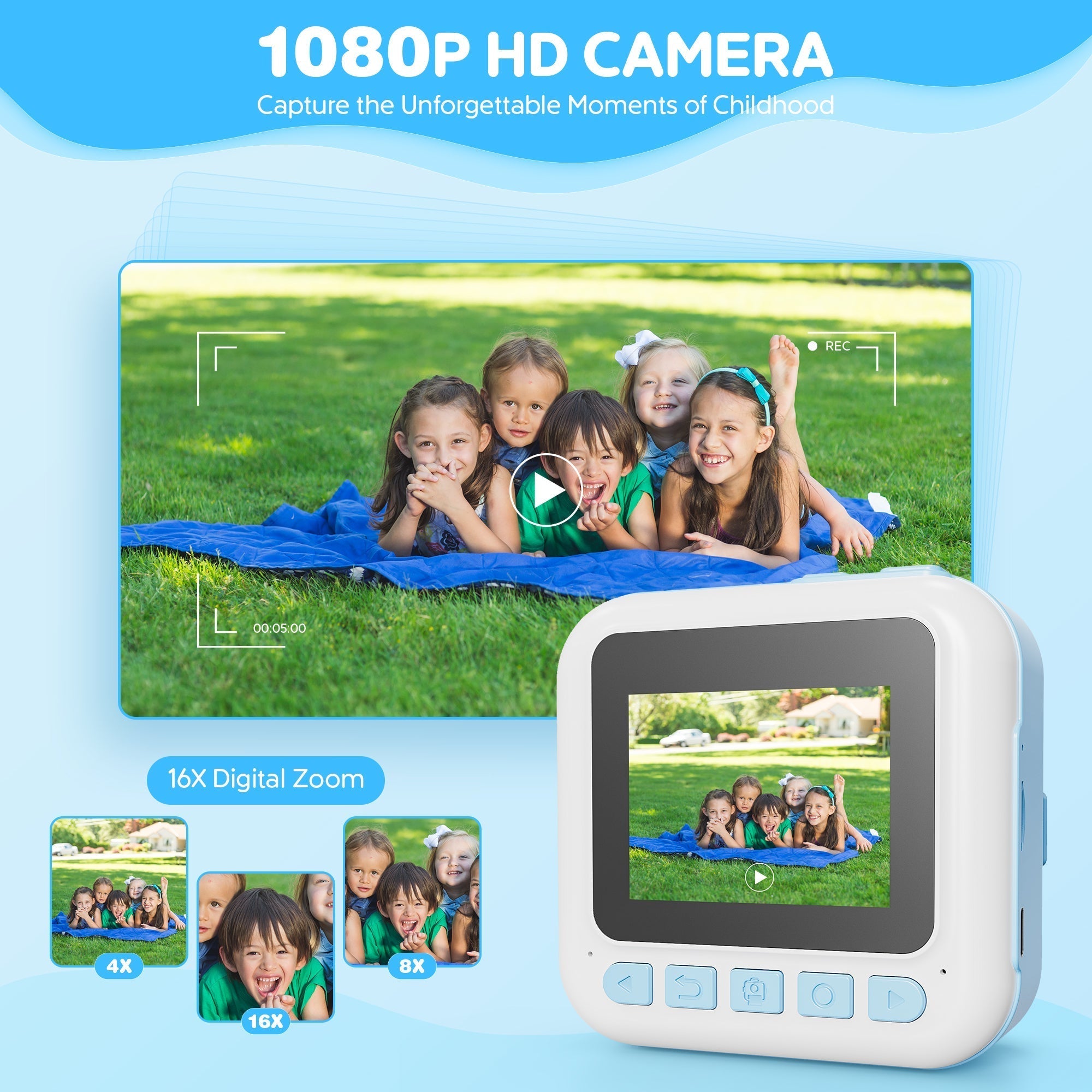 Contixo KC4  Kids Instant Print Camera, HD 1080P Digital Camera With 3 Rolls of Paper & 32G Card, 16X Zoom, Games & MP3, Ages 3-12-thumbmail-7