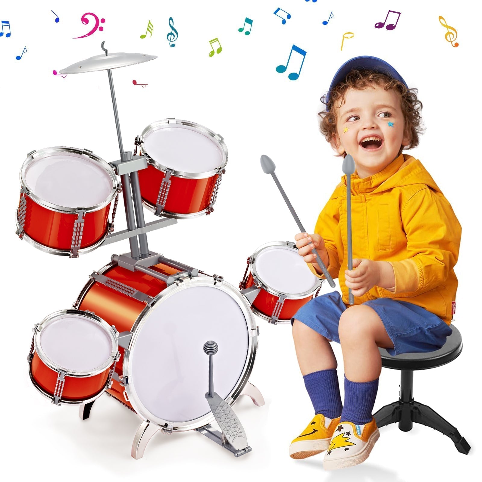 Contixo Kids Drum Set - Jazz Musical Instrument Toy for Ages 3-7-thumbmail-4