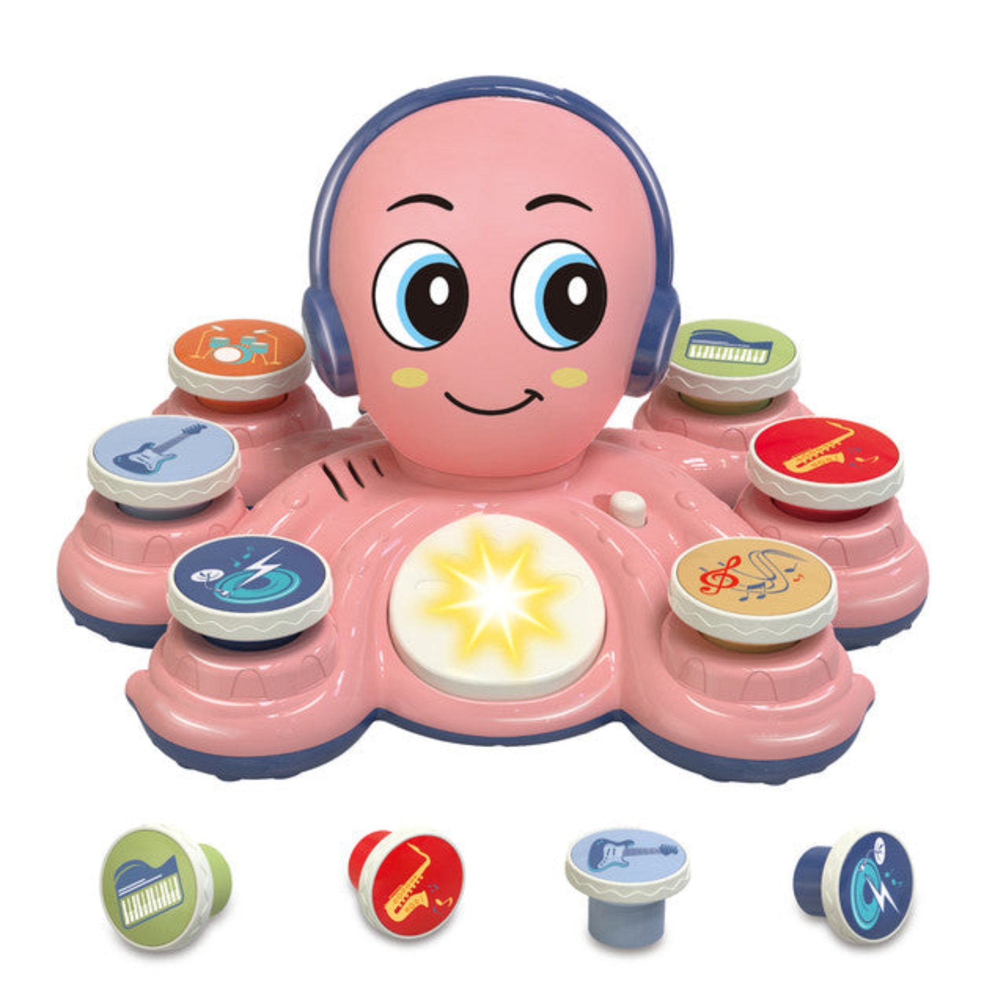 Contixo Baby Piano Toy - Octopus Musical Toy With 6 Keyboards, Ages 6-24 Months, Pink-thumbmail-2