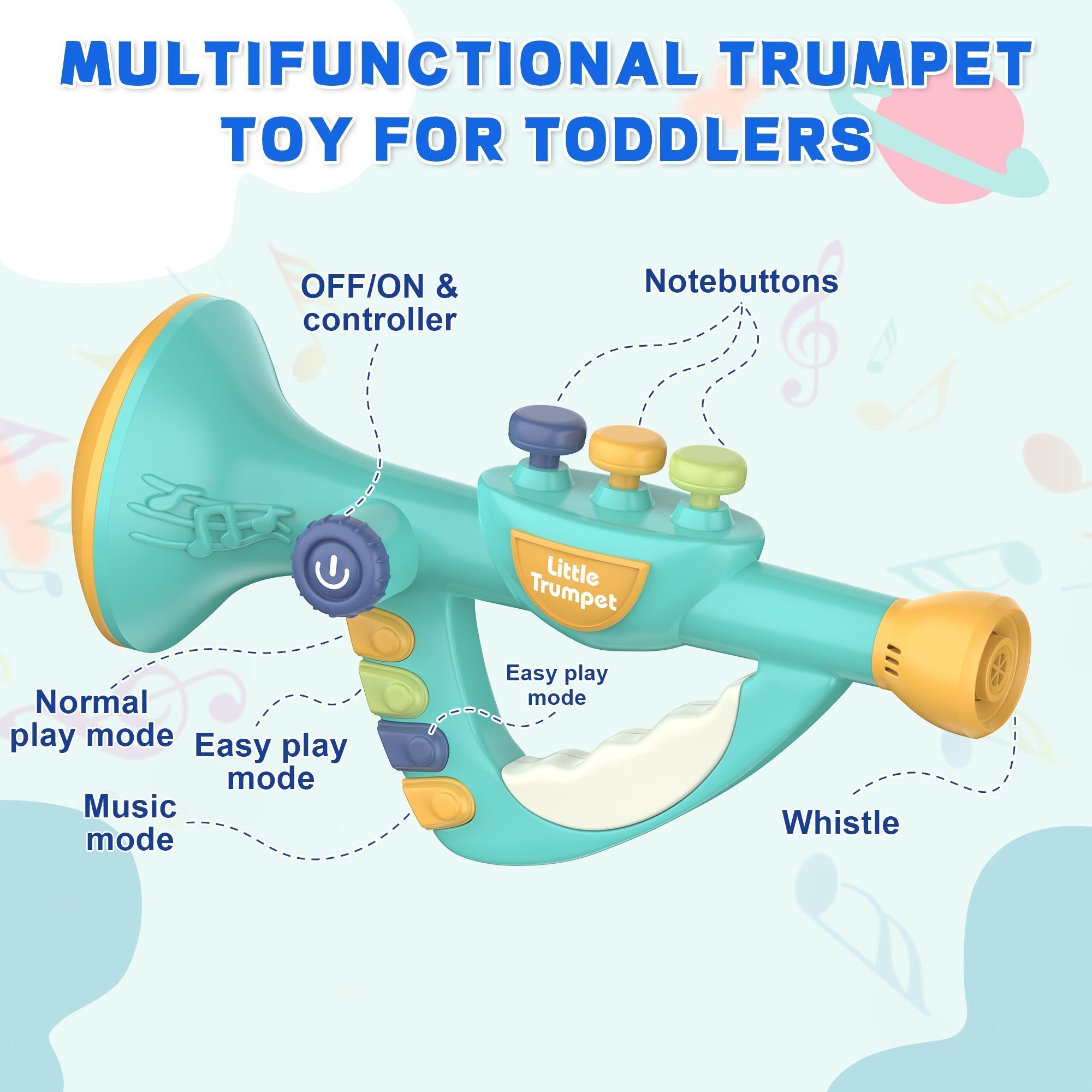 Contixo KT2 Little Trumpet Toy - Music Preschool Educational Ages 18 Months+-thumbmail-5