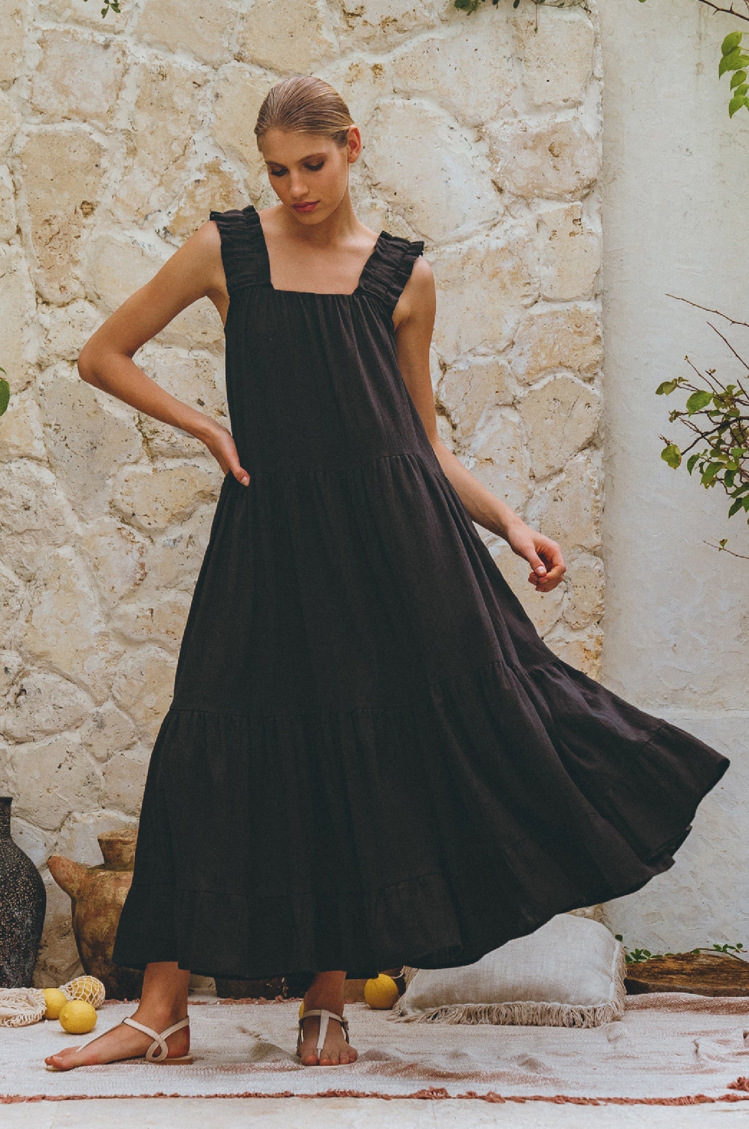 La Palma Linen Maxi Dress-thumbmail-12