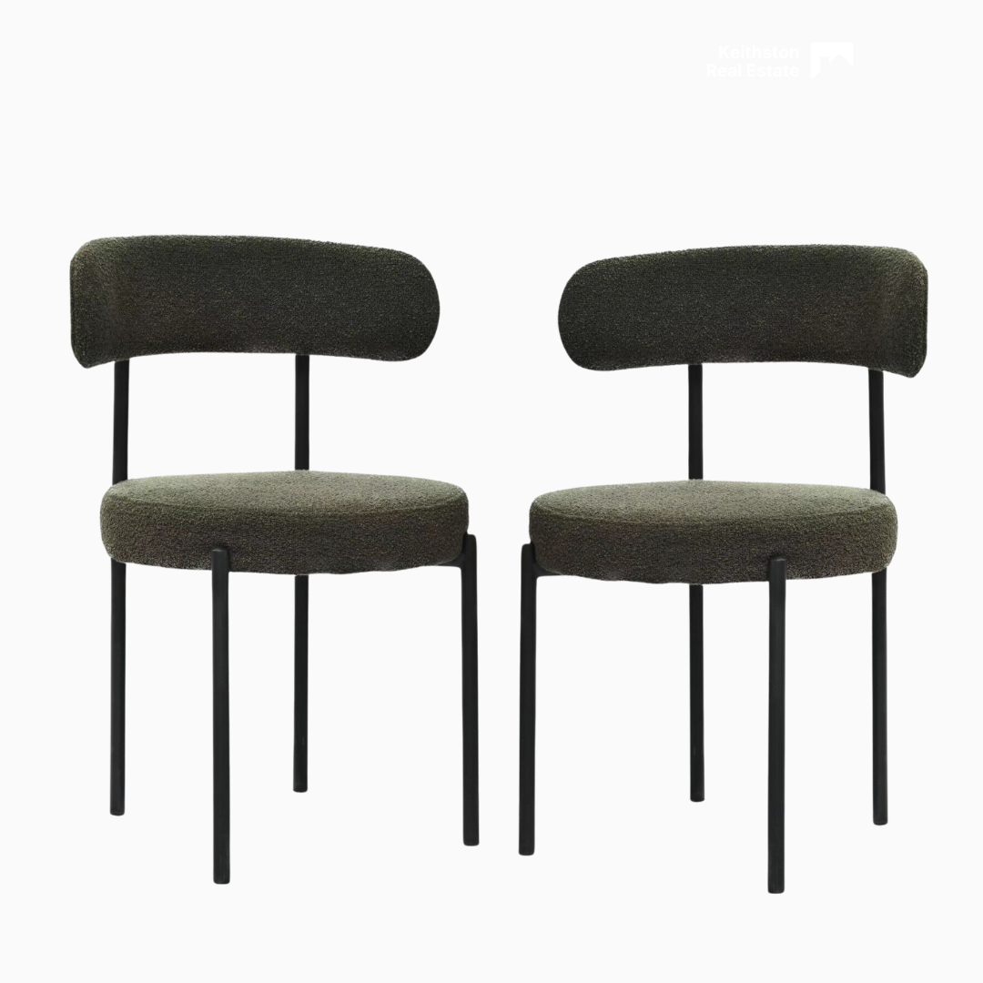 Set of 2 Mid-Century Modern Boucle Dining Chairs-thumbmail-2