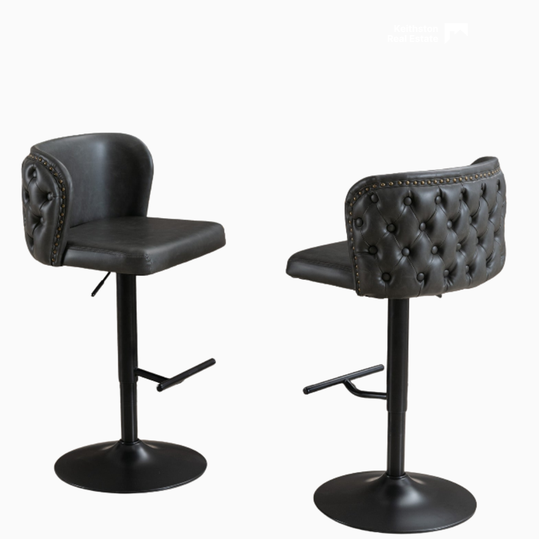 Set of 2 Modern PU Upholstered Swivel Barstools-thumbmail-3