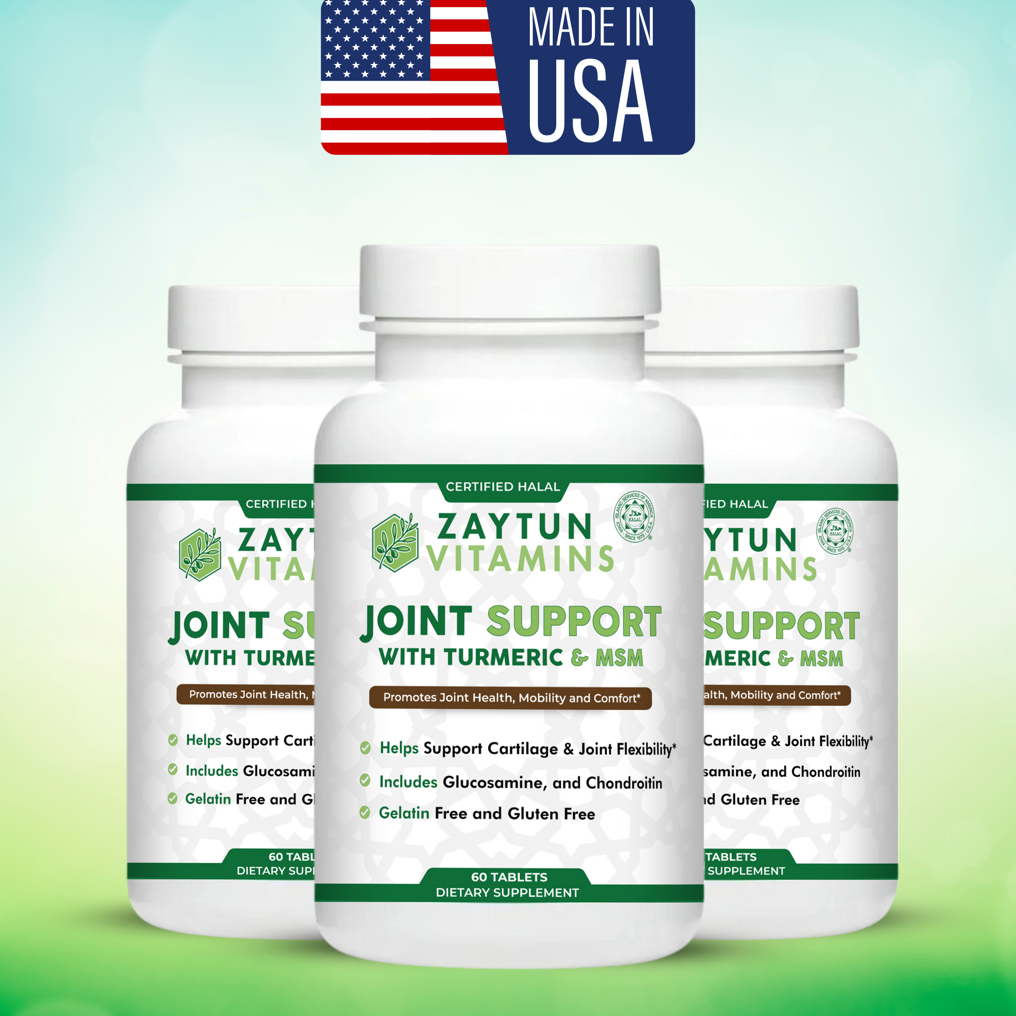 Halal Joint Support With Glucosamine + Turmeric + MSM Tablets (3-Pack)-thumbmail-6
