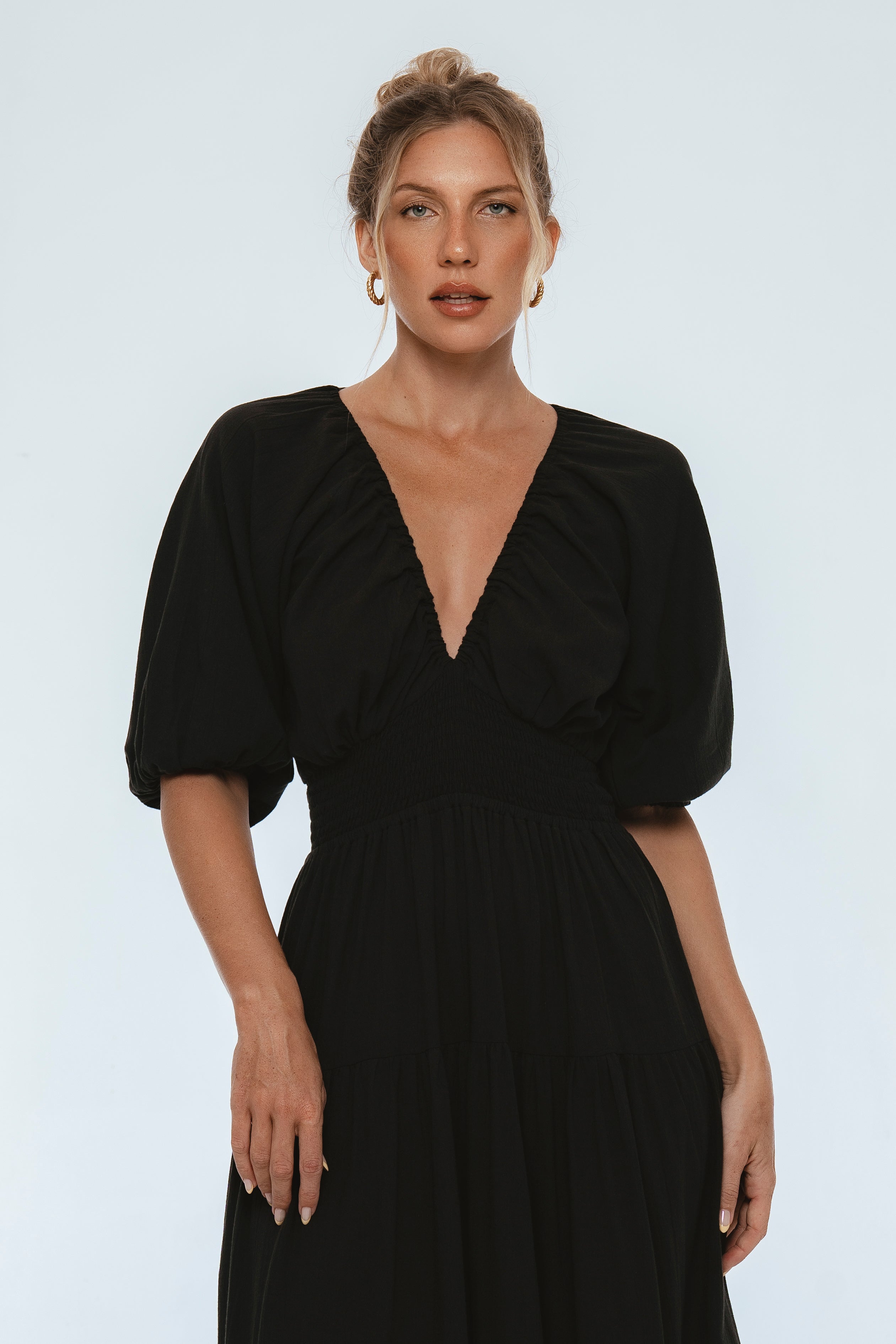 Lucienne Smocked Linen Maxi Dress-thumbmail-5