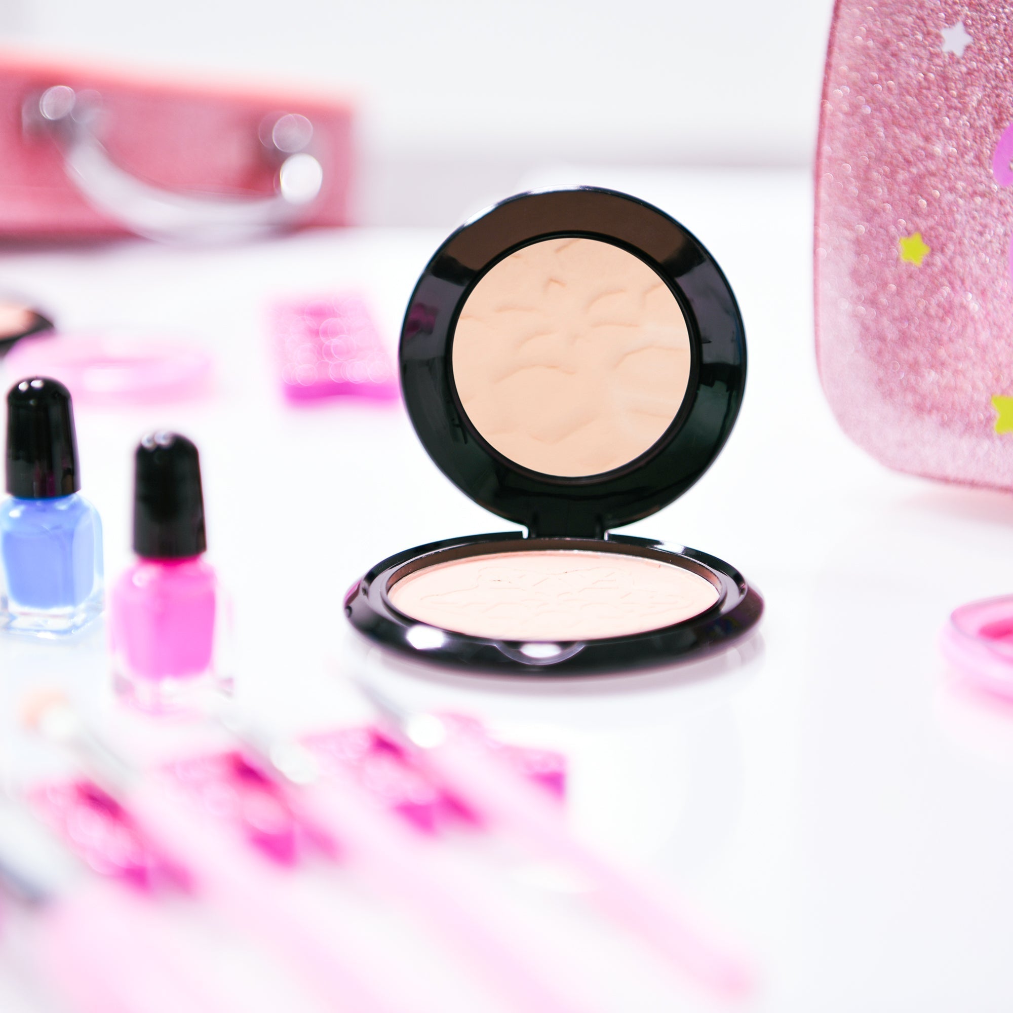 Contixo Pretend Play Kids Makeup Set W/ Sparkle Unicorn Case, Girl Toys for Ages 3+, Brushes, Nail Polish, Blush & Built-in Mirror, Safe & Non-Toxic-thumbmail-5