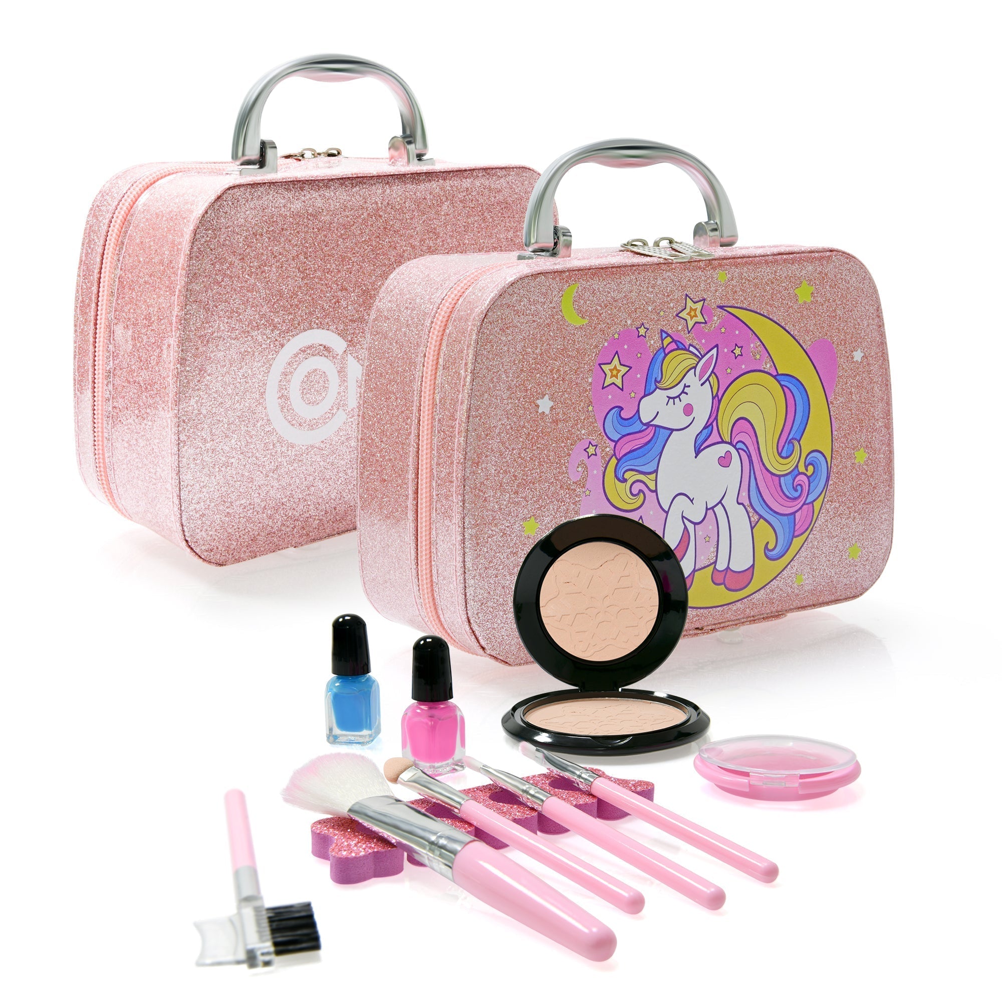 Contixo Pretend Play Kids Makeup Set W/ Sparkle Unicorn Case, Girl Toys for Ages 3+, Brushes, Nail Polish, Blush & Built-in Mirror, Safe & Non-Toxic-thumbmail-2