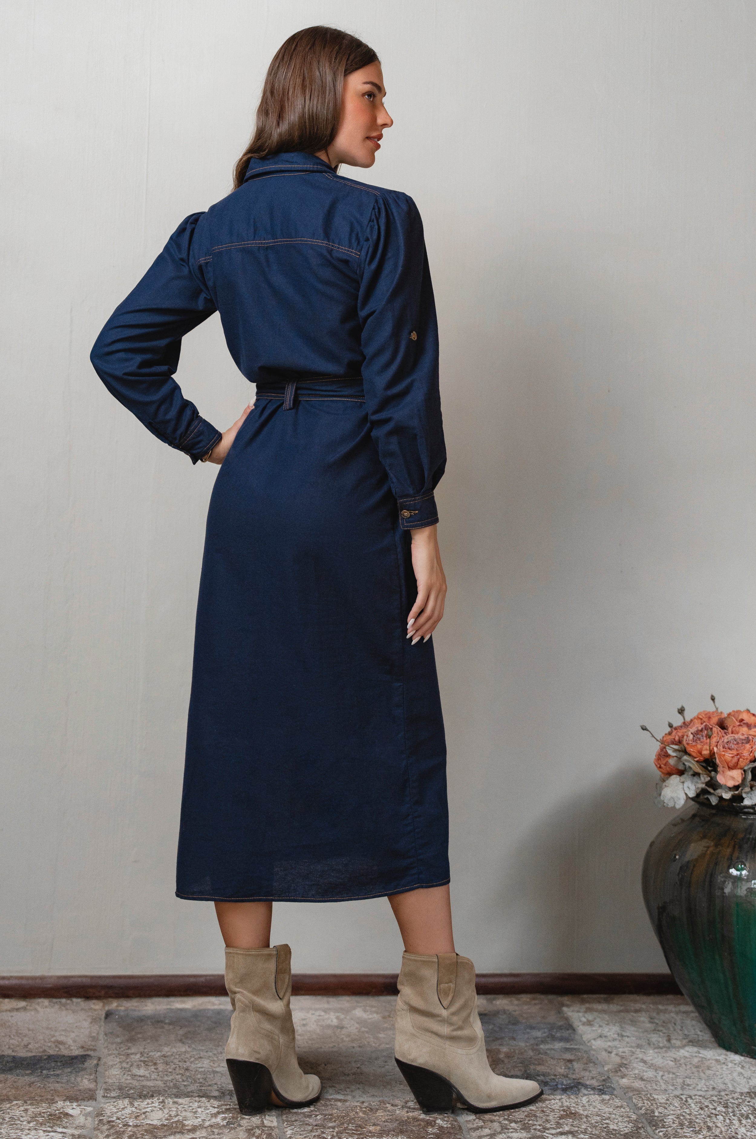 Marcelle Belted Linen Shirt Dress-thumbmail-9