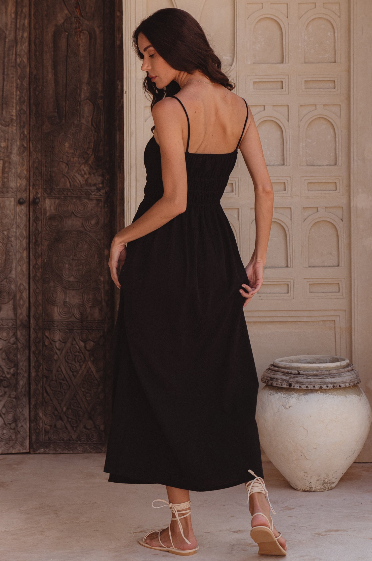 Eleanore Handcrafted Linen Midi Summer Dress-thumbmail-8