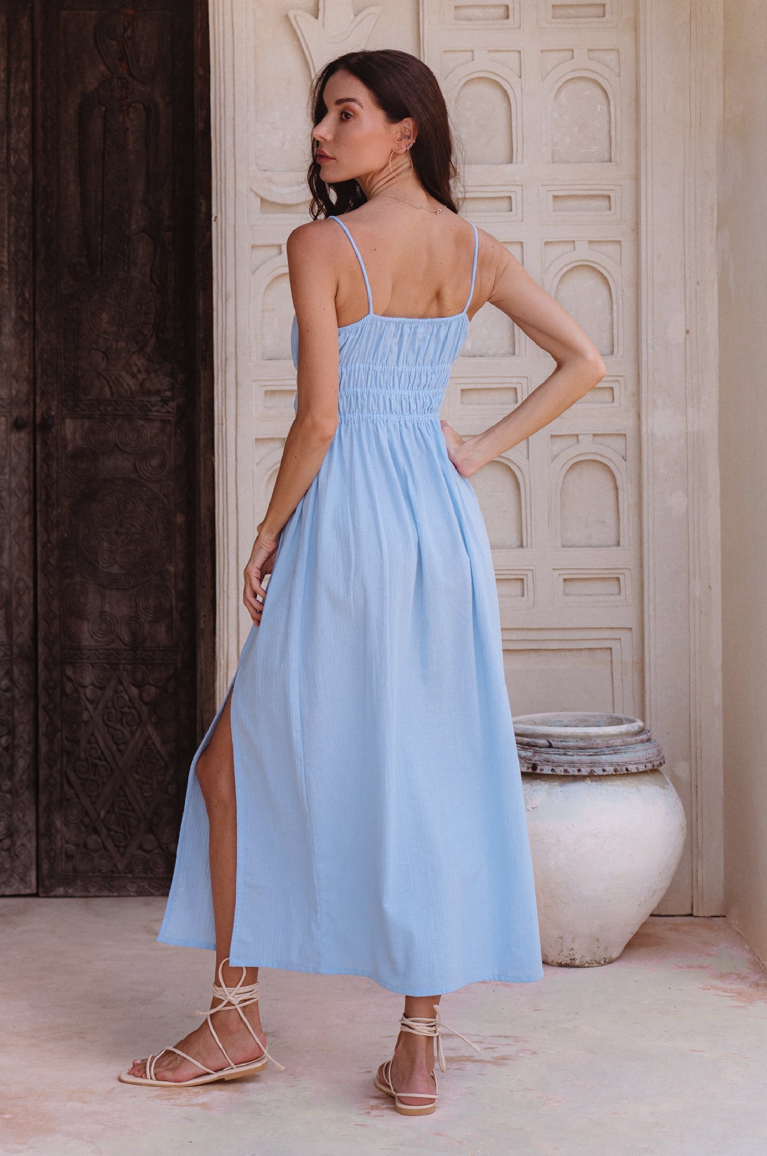Eleanore Handcrafted Linen Midi Summer Dress-thumbmail-10