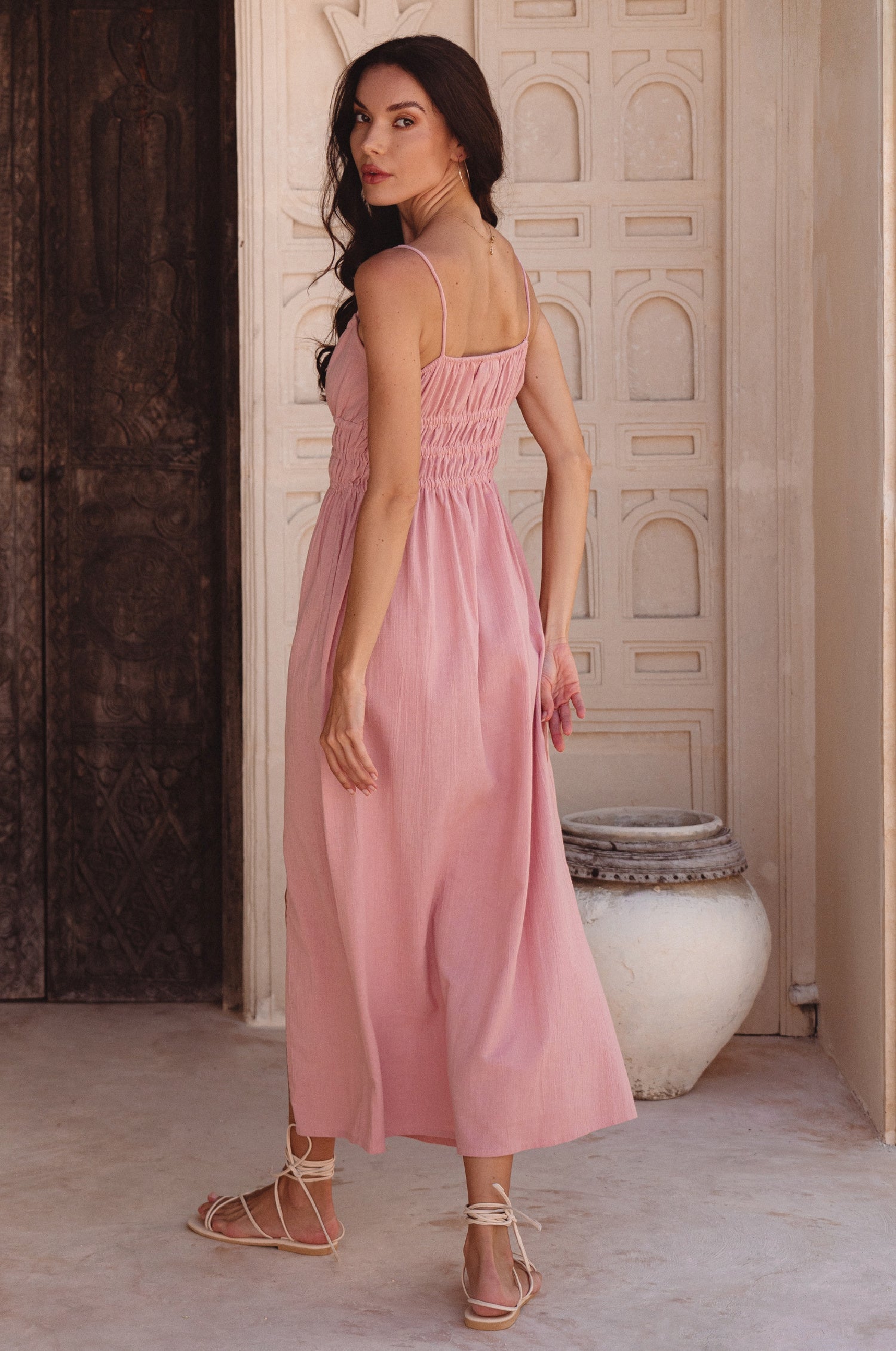 Eleanore Handcrafted Linen Midi Summer Dress-thumbmail-7