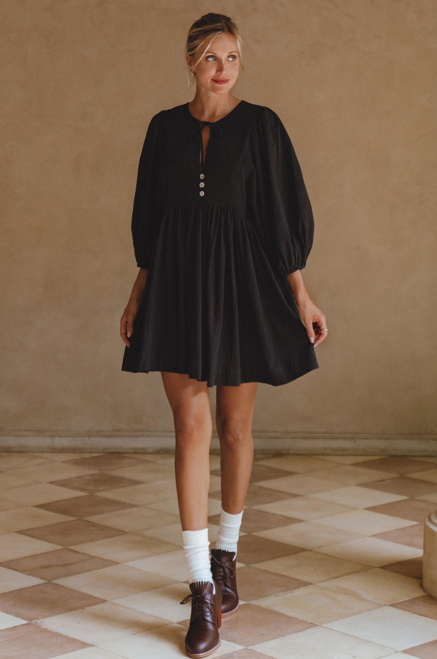Maribelle Baby Doll Linen Dress-thumbmail-1