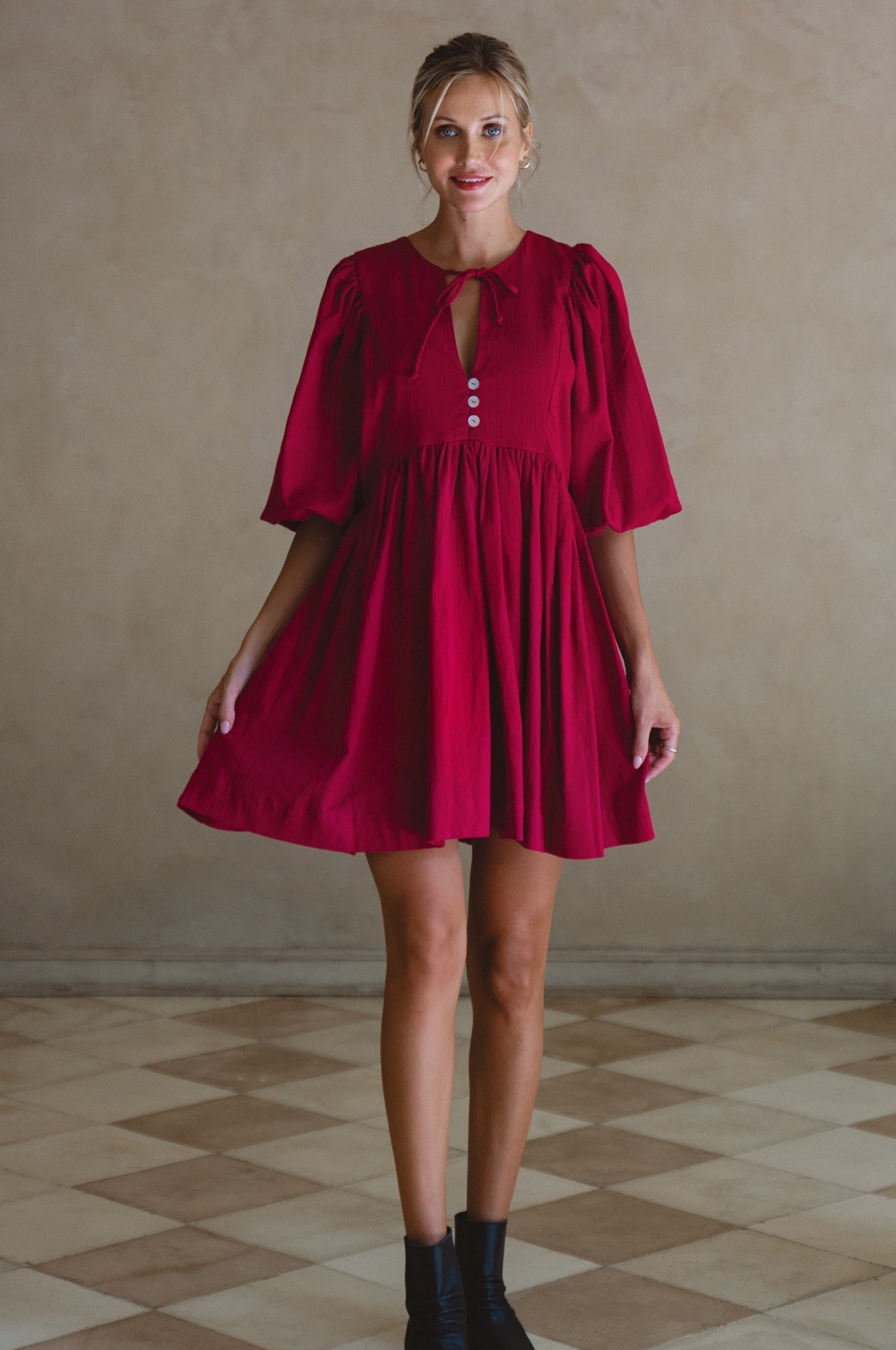 Maribelle Baby Doll Linen Dress-thumbmail-3