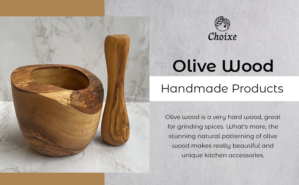 Olive Wood Rustic Mortar and Pestle-thumbmail-3