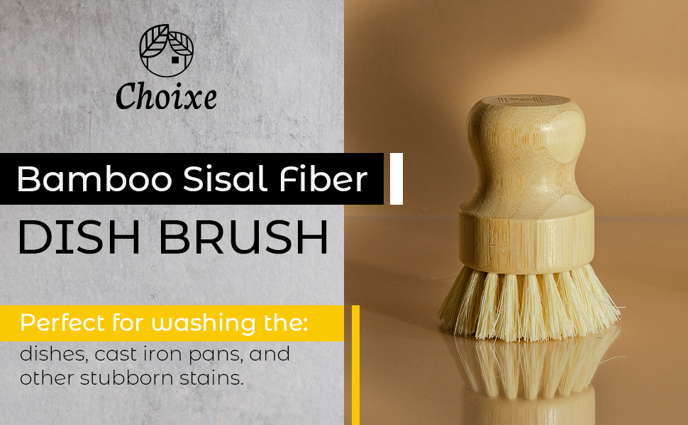 Bamboo Sisal Fiber Dish Brush-thumbmail-1