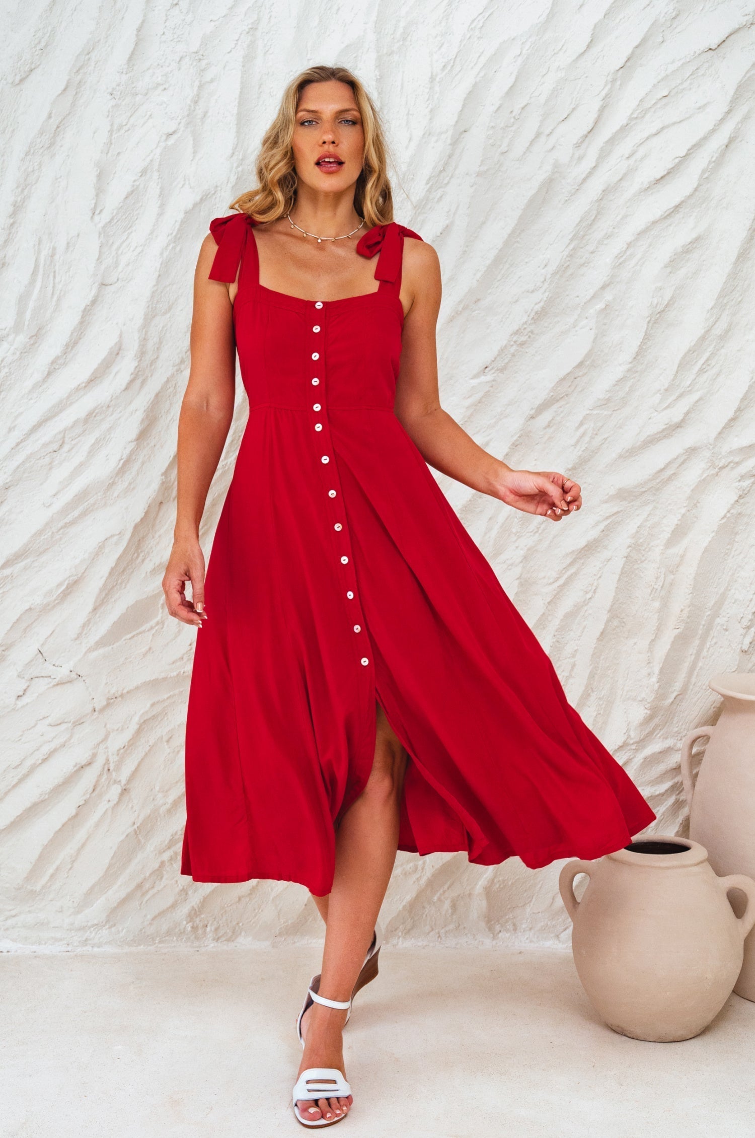 Mia Vita Button Down Dress With Ties-thumbmail-11