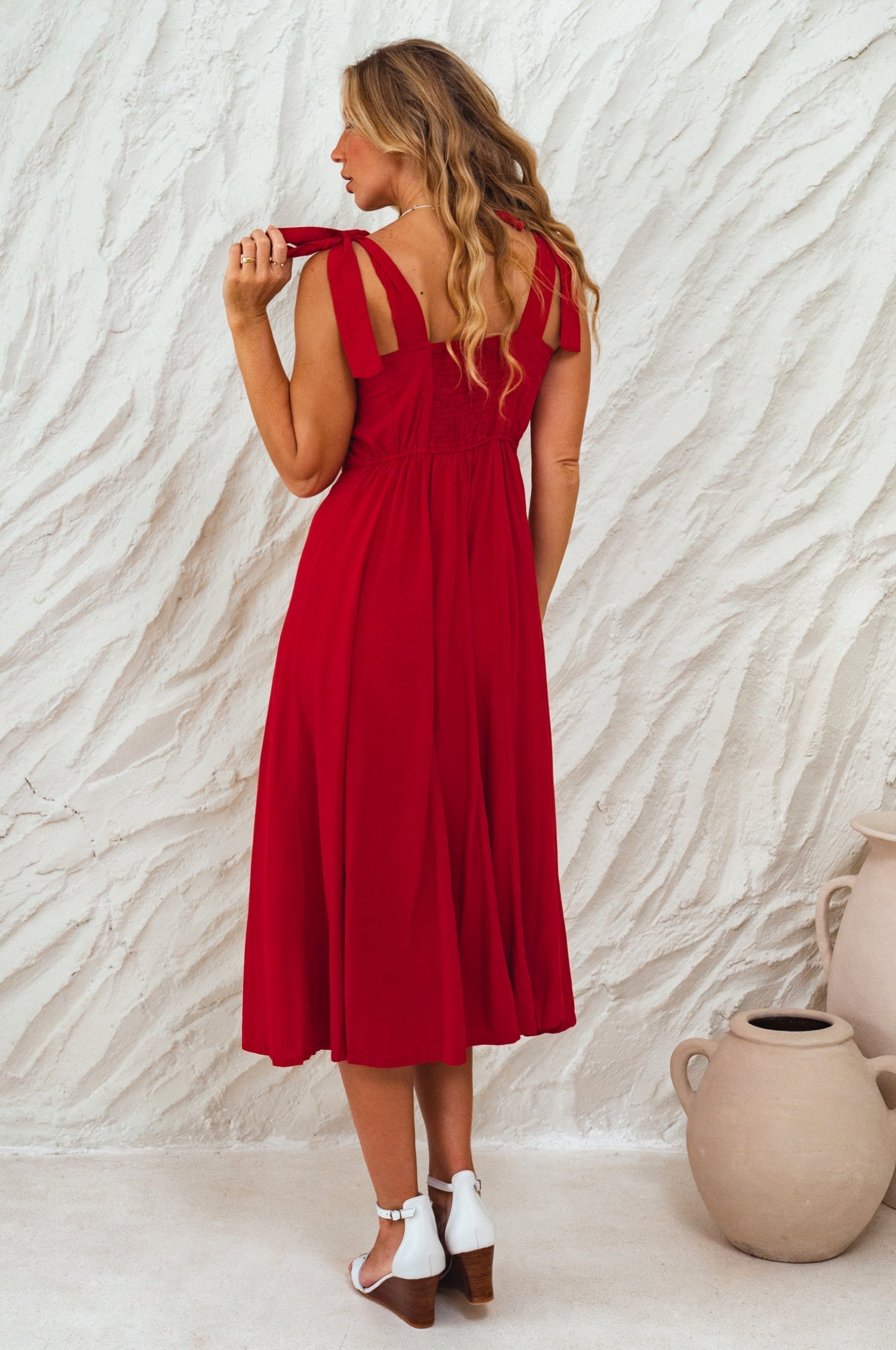 Mia Vita Button Down Dress With Ties-thumbmail-1