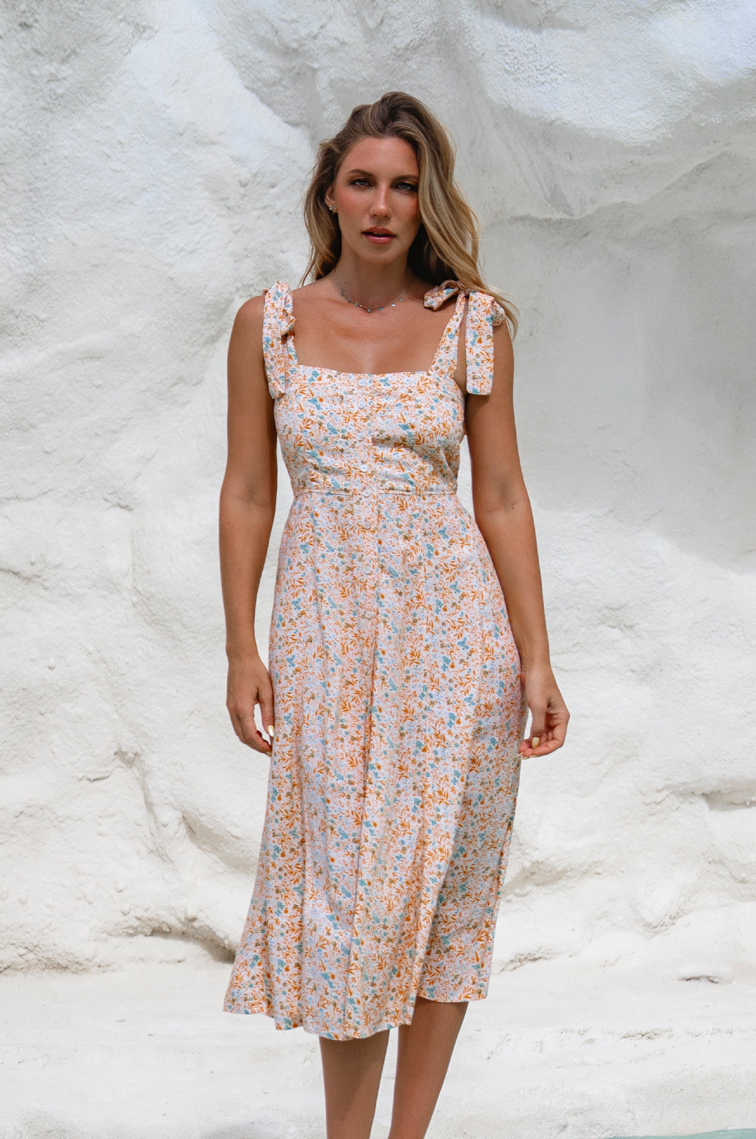 Mia Vita Button Down Dress With Ties-thumbmail-9