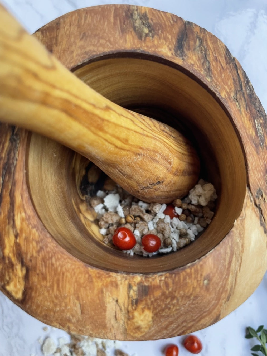 Olive Wood Rustic Mortar and Pestle-thumbmail-11