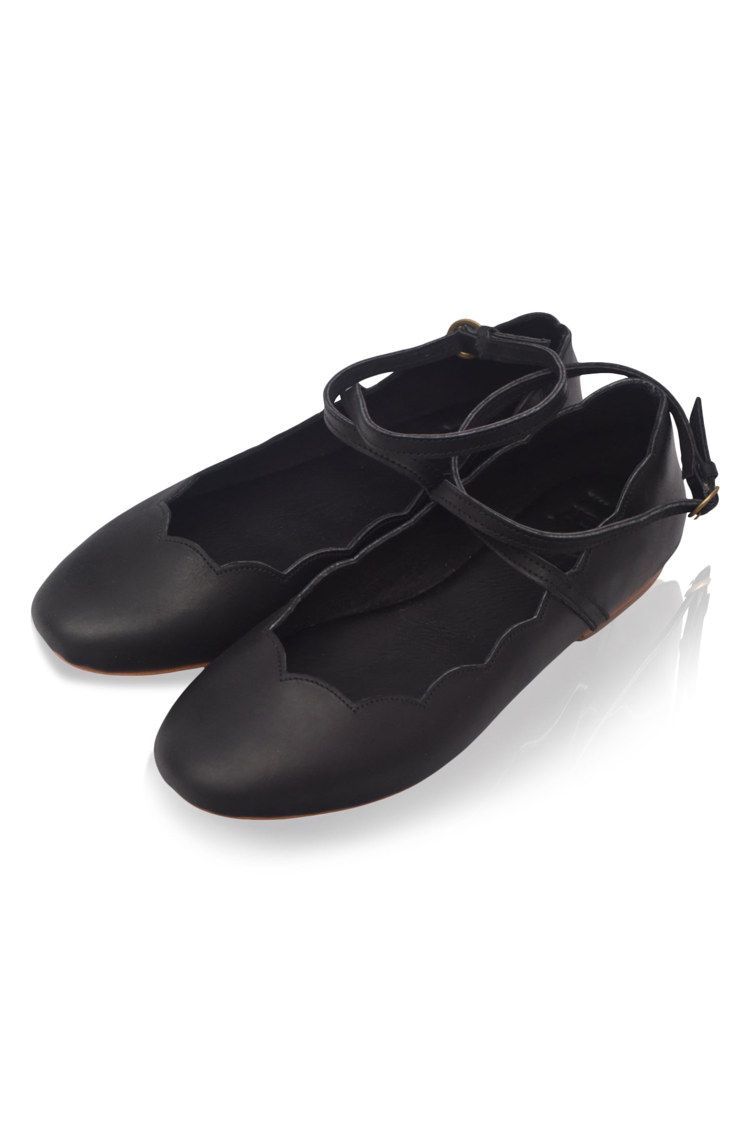 Myrelle Criss-Cross Leather Ballet Flats-thumbmail-2
