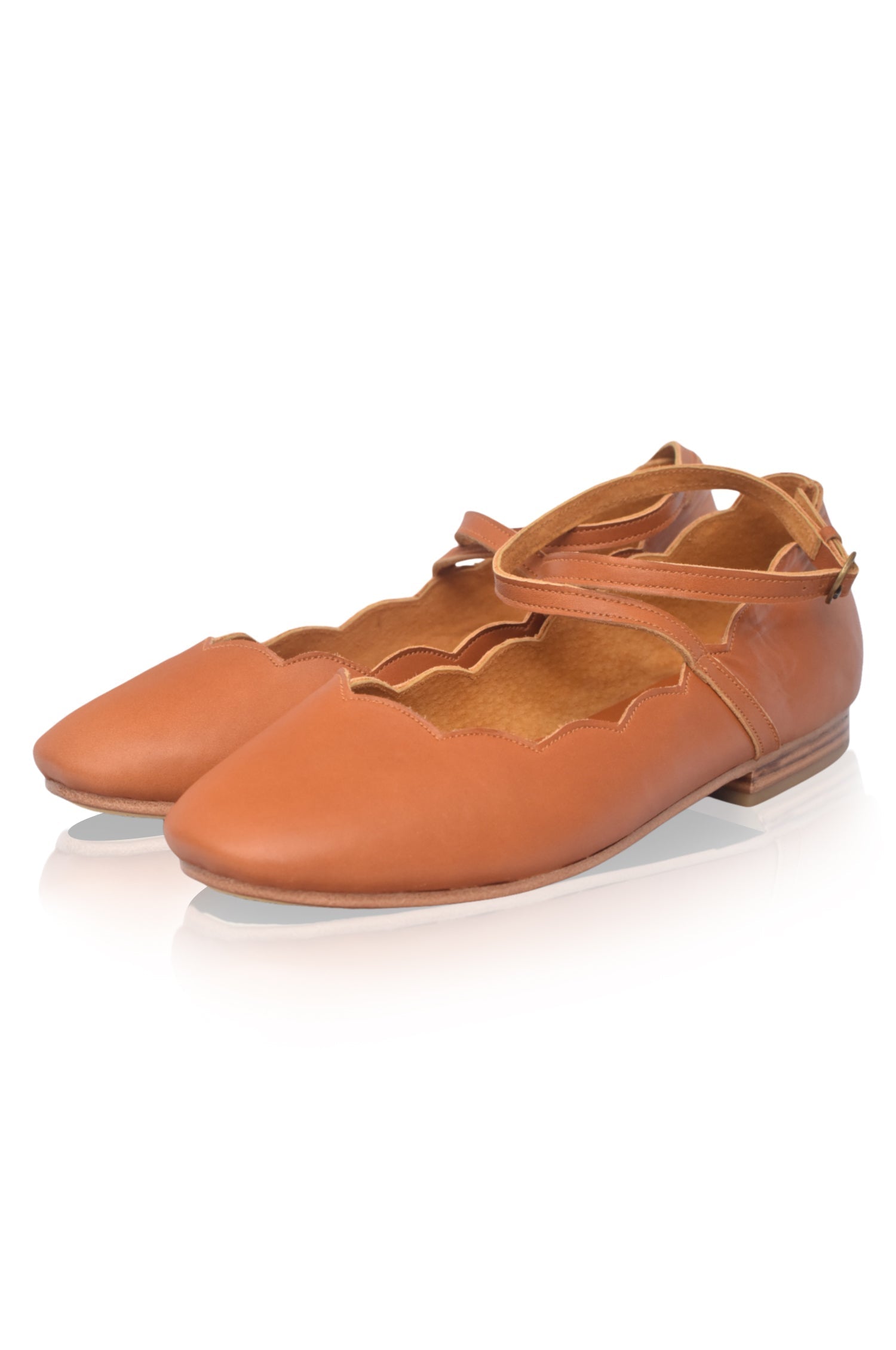 Myrelle Criss-Cross Leather Ballet Flats-thumbmail-4