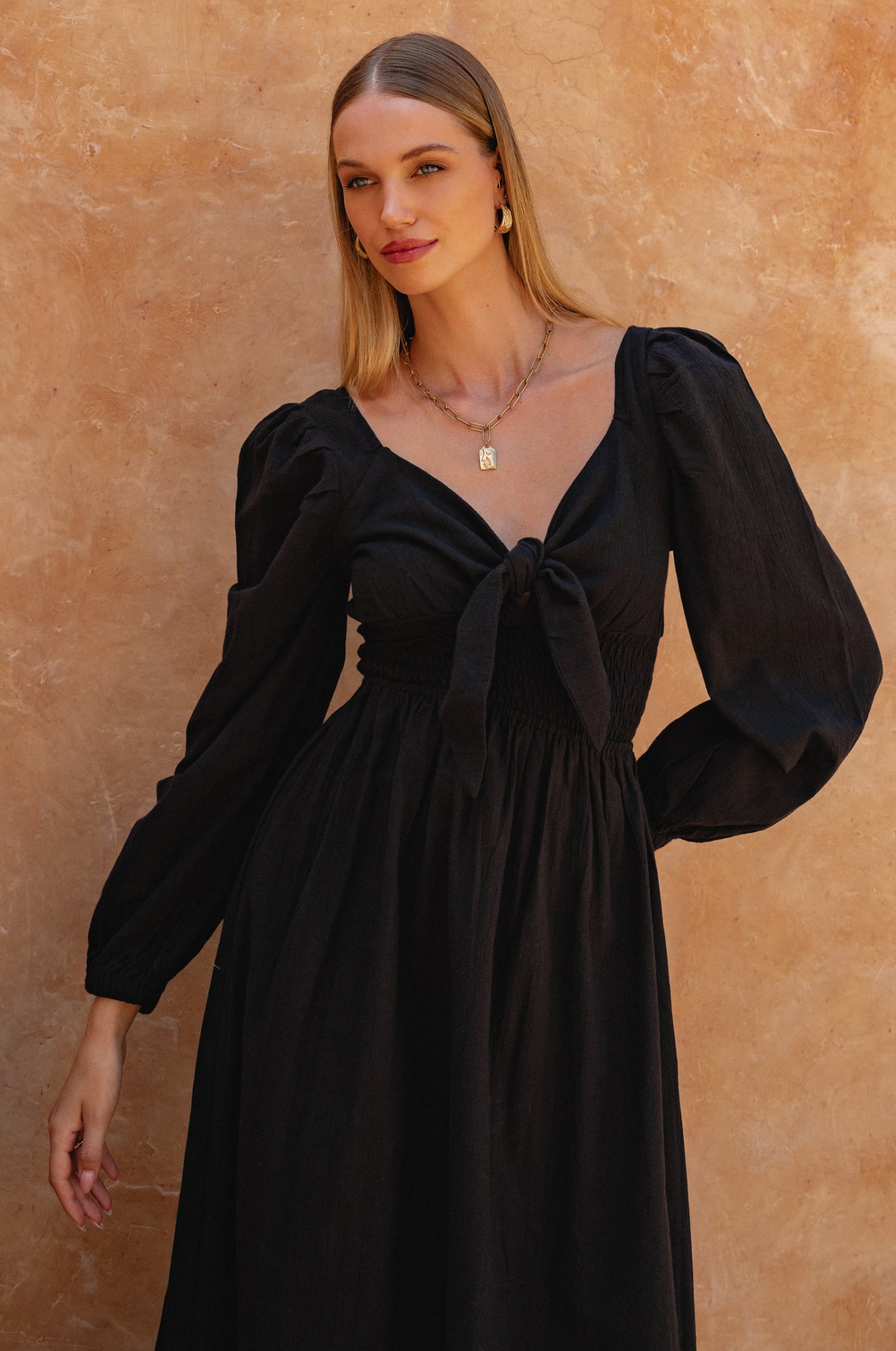 Narcisa Puff Sleeve Linen Dress-thumbmail-11