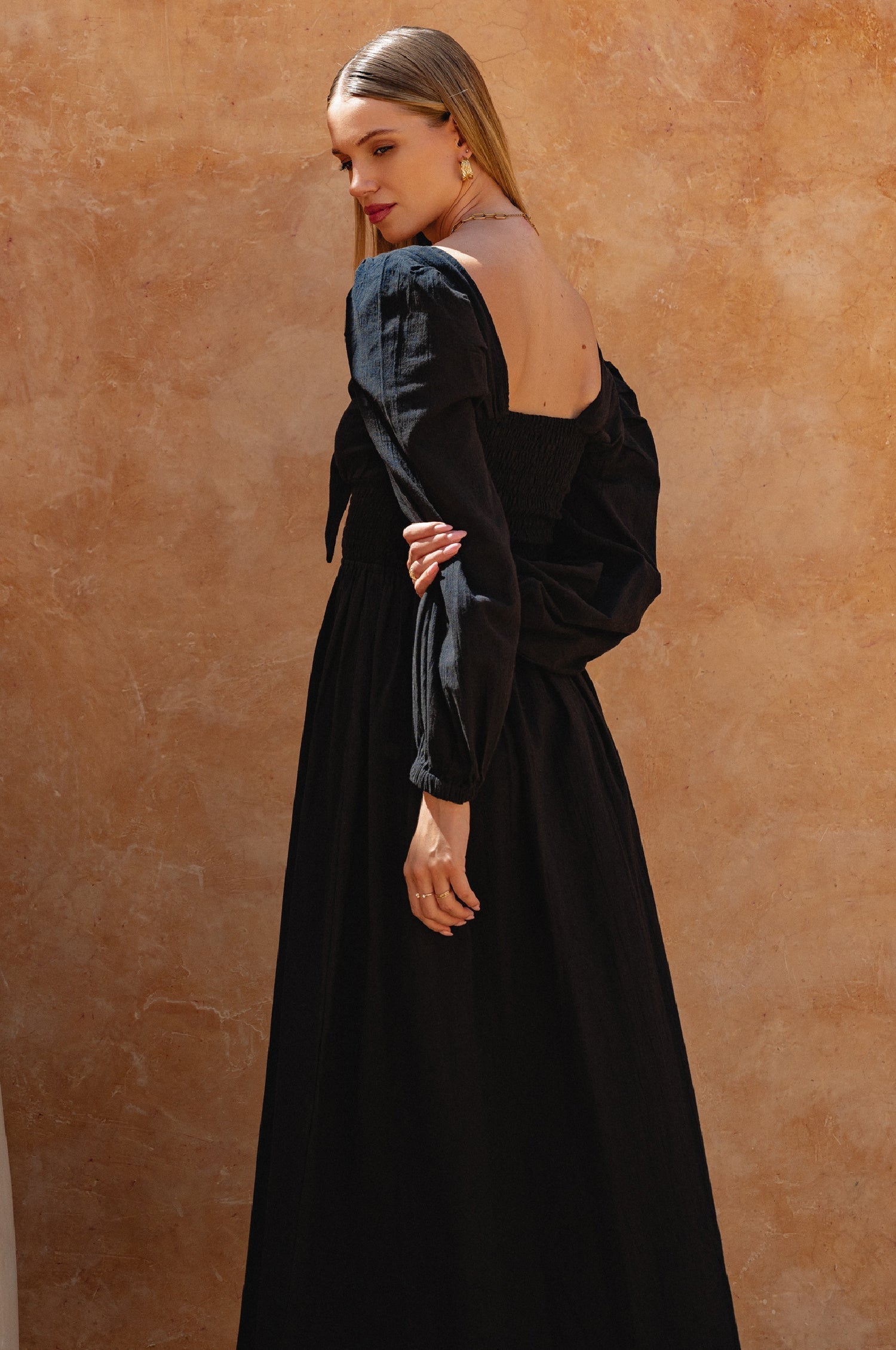 Narcisa Puff Sleeve Linen Dress-thumbmail-1