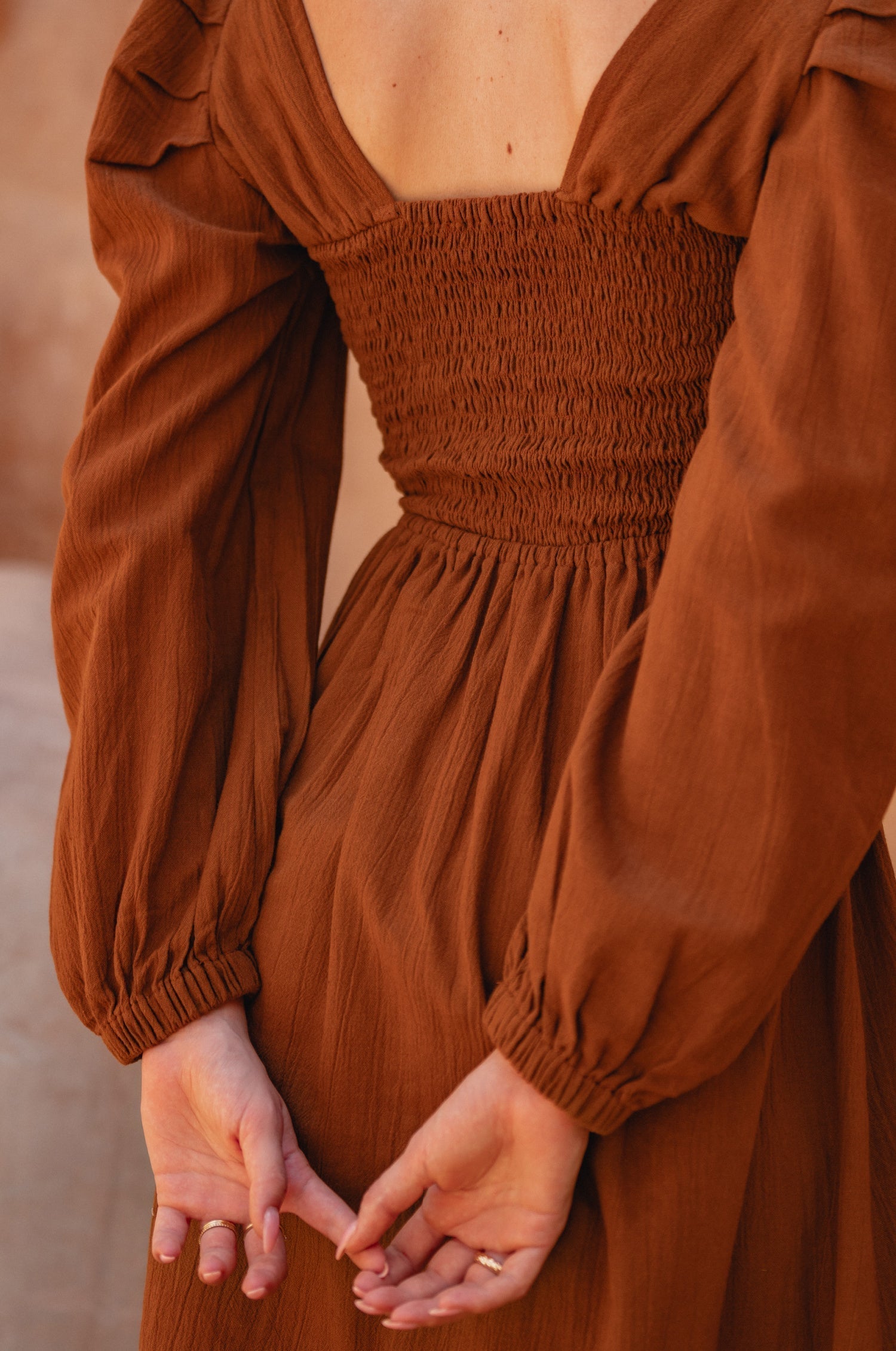 Narcisa Puff Sleeve Linen Dress-thumbmail-9