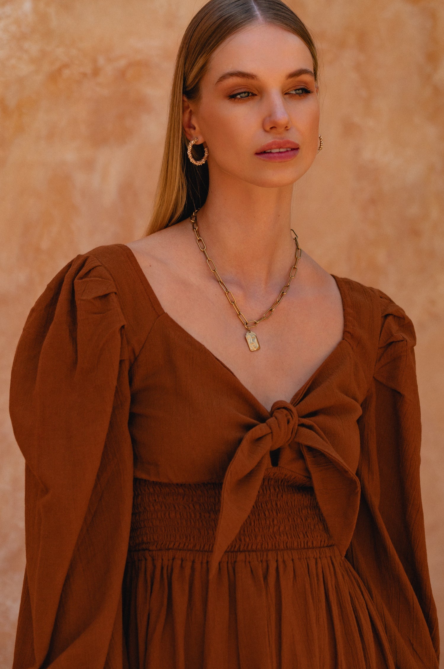 Narcisa Puff Sleeve Linen Dress-thumbmail-11