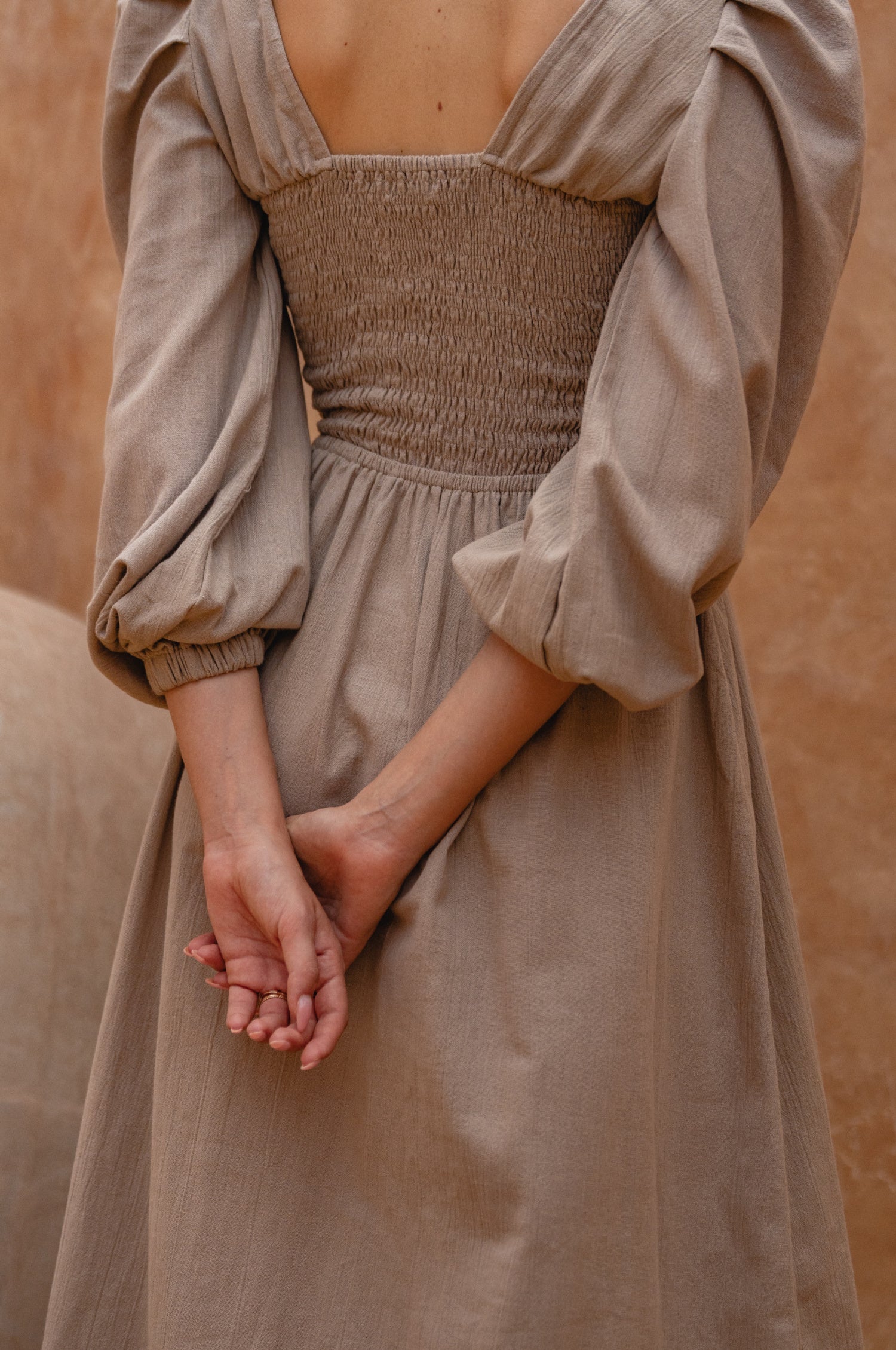 Narcisa Puff Sleeve Linen Dress-thumbmail-8