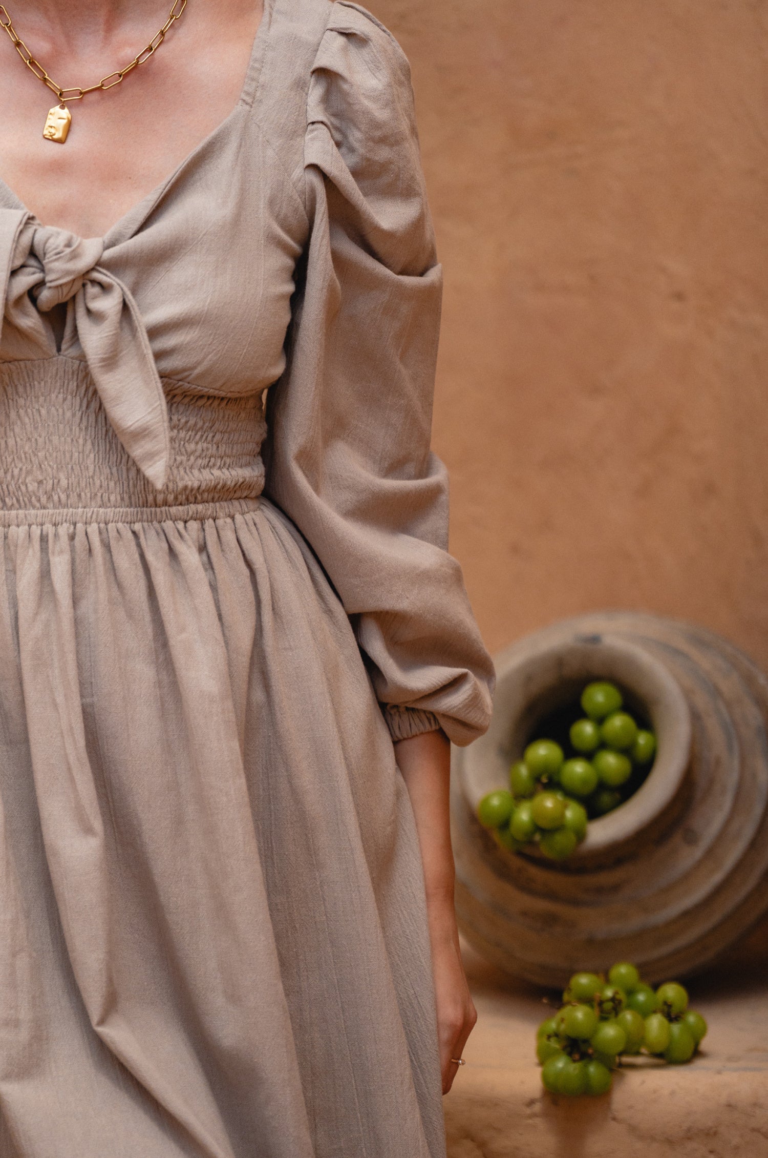 Narcisa Puff Sleeve Linen Dress-thumbmail-6