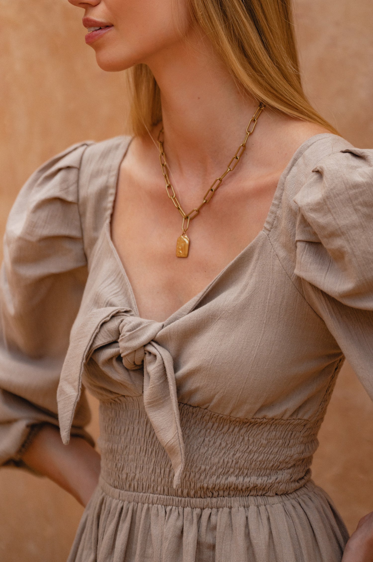 Narcisa Puff Sleeve Linen Dress-thumbmail-9