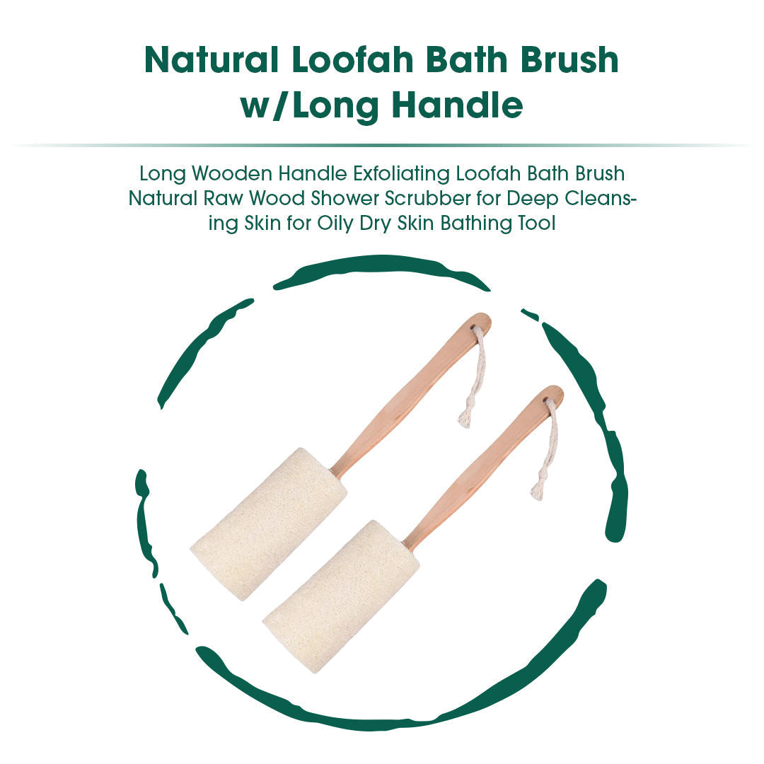 Natural Loofah Bath Brush W/Long Handle.-thumbmail-7