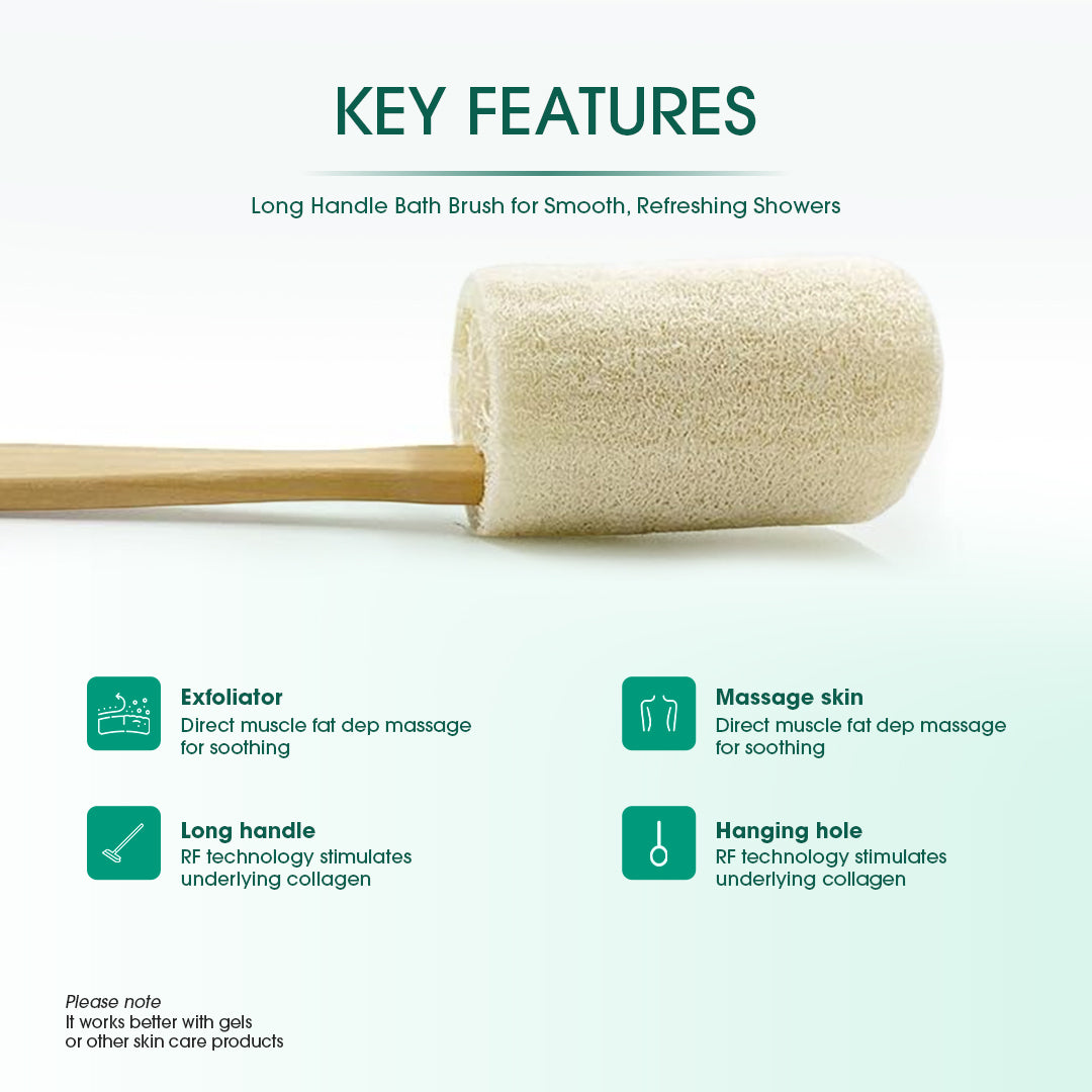 Natural Loofah Bath Brush W/Long Handle.-thumbmail-8