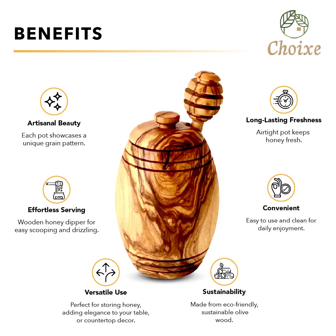 Olive Wood Honey Pot W/Honey Dipper-thumbmail-9
