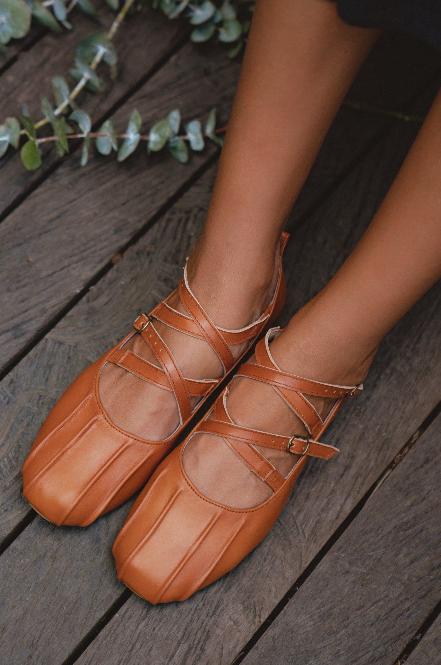 Obsession Criss Cross Leather Flats-thumbmail-1