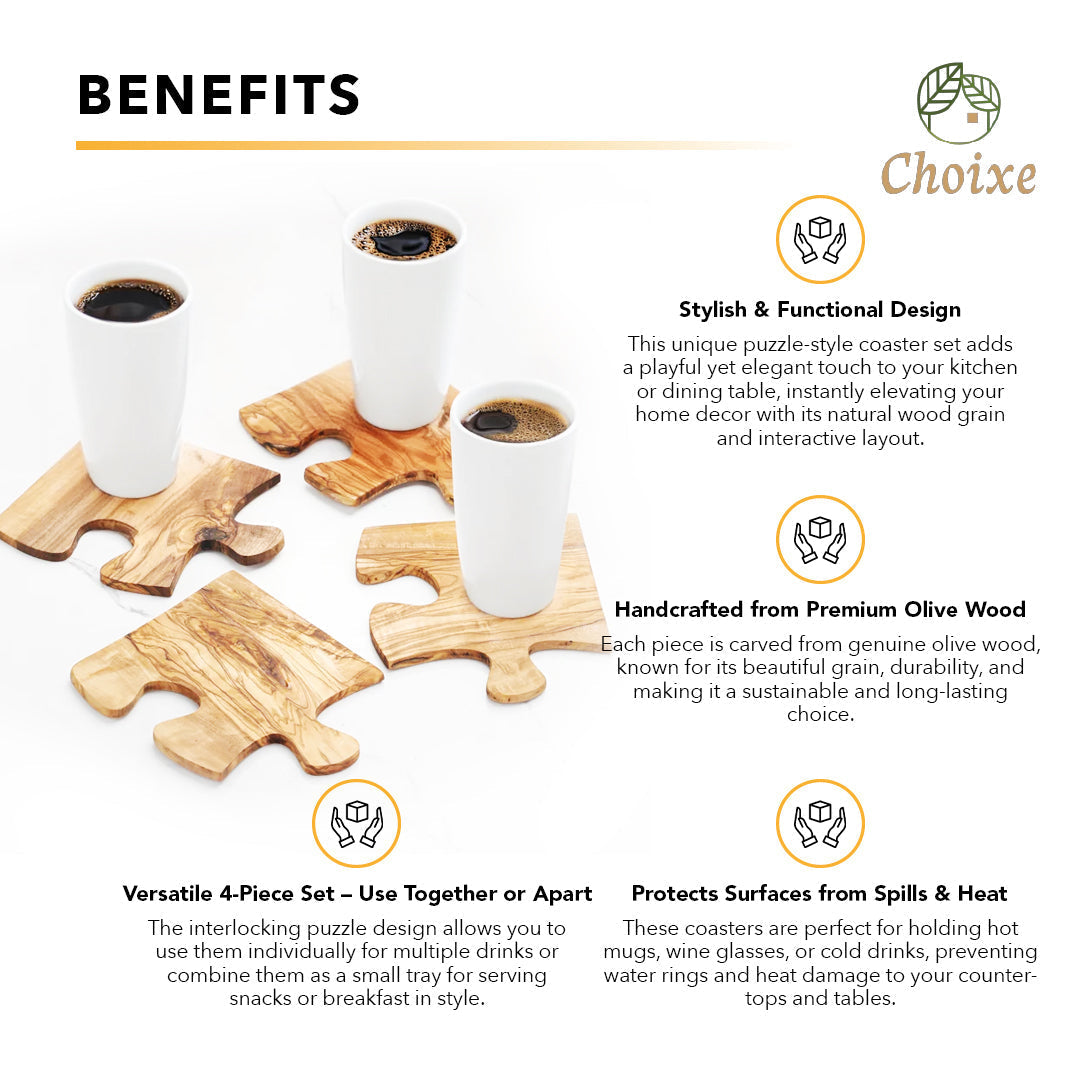 Olive Wood Coaster Puzzle 4-Pcs Set.-thumbmail-3