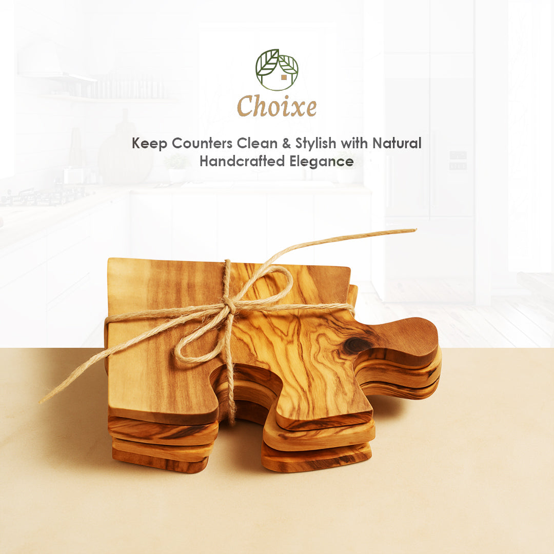 Olive Wood Coaster Puzzle 4-Pcs Set.-thumbmail-5