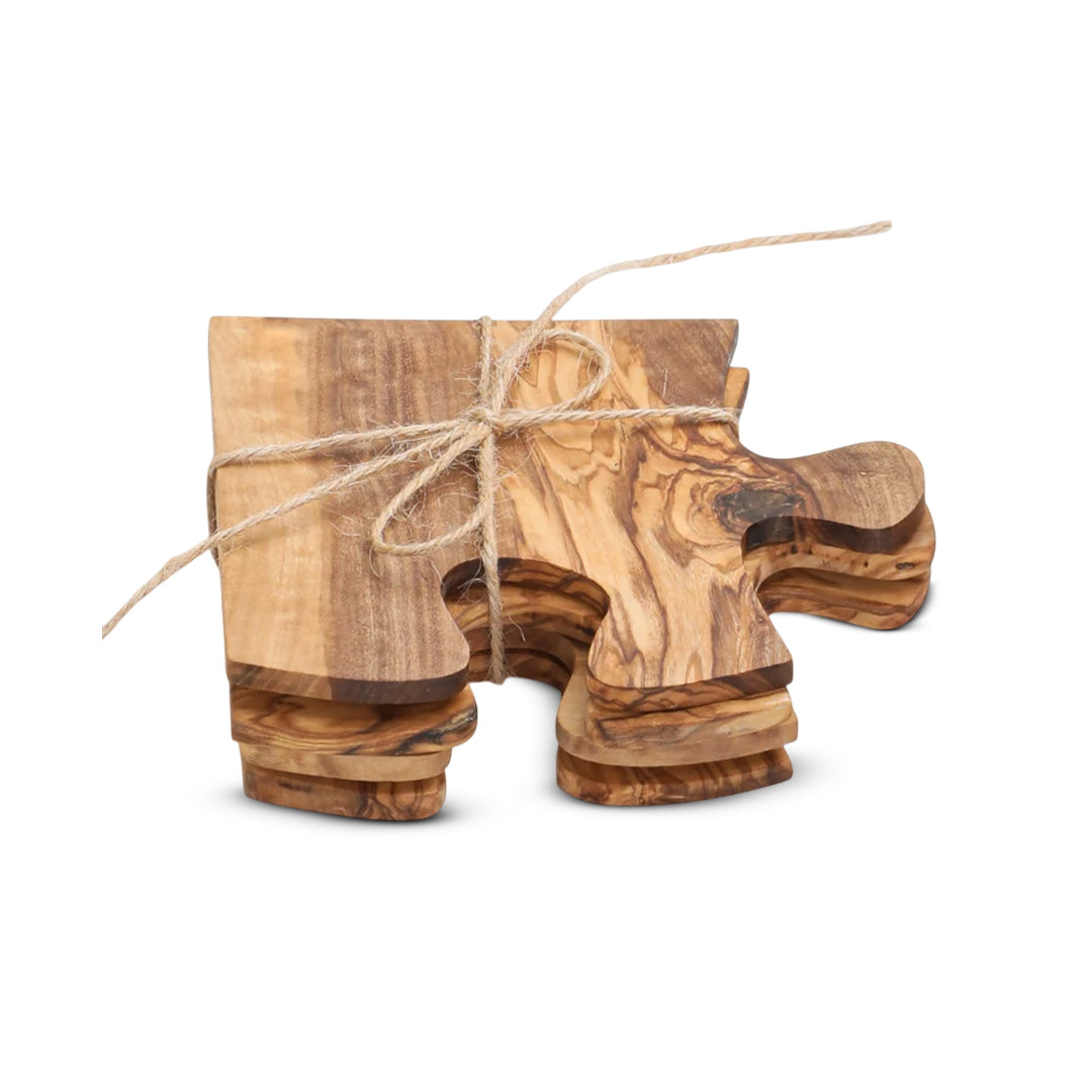 Olive Wood Coaster Puzzle 4-Pcs Set.-thumbmail-7