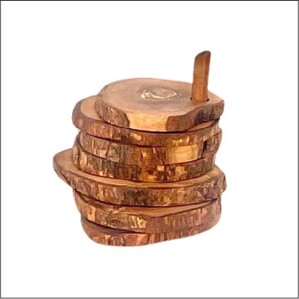 Olive Wood Coaster Set With Holder -7 Pcs-thumbmail-9