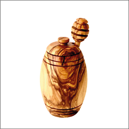 Olive Wood Honey Pot W/Honey Dipper-thumbmail-8
