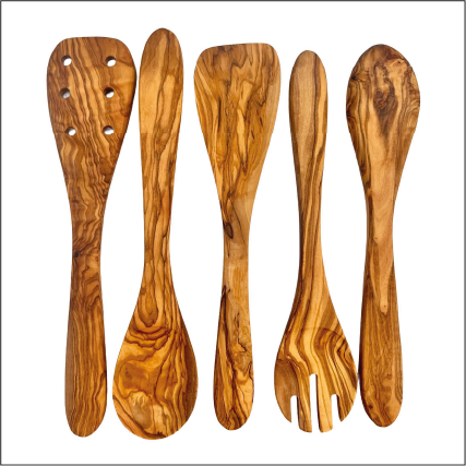 Olive Wood Kitchen Servers Set -5 Pcs-thumbmail-1
