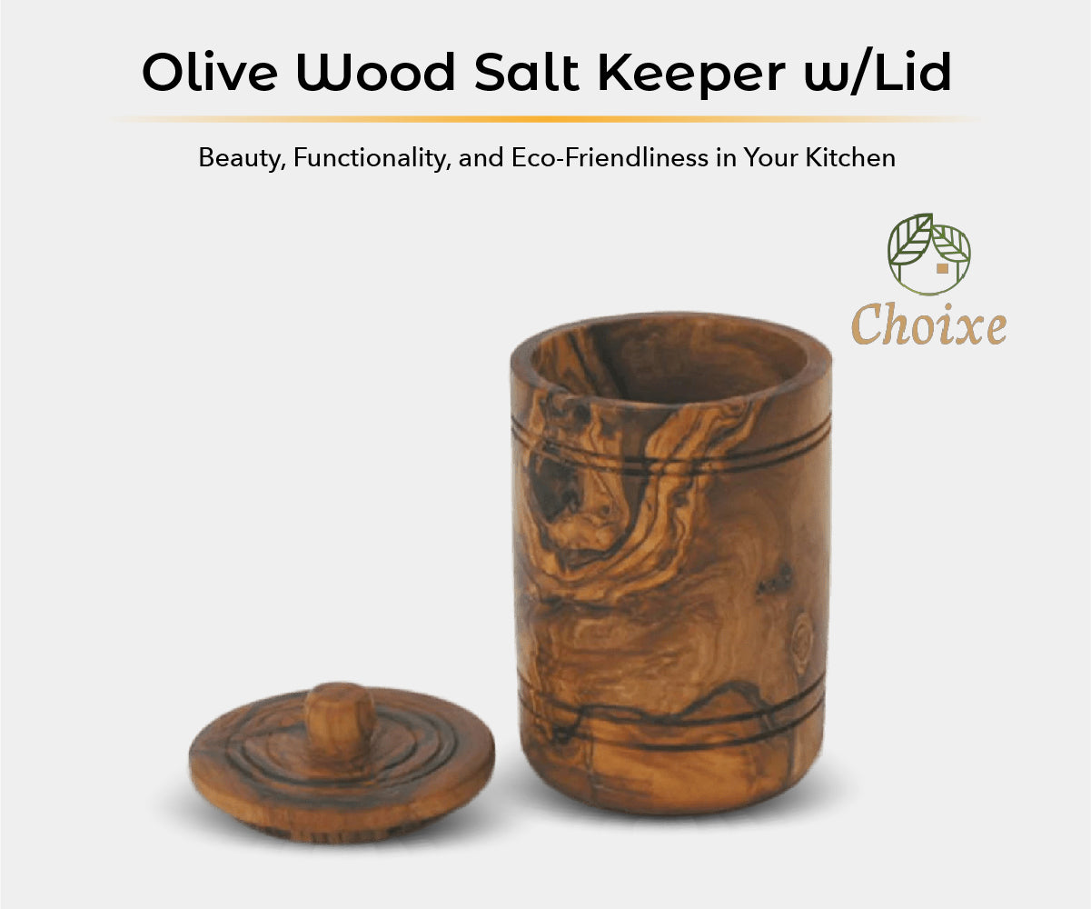 Olive Wood Spice Jar Salt Keeper W/Lid-thumbmail-7